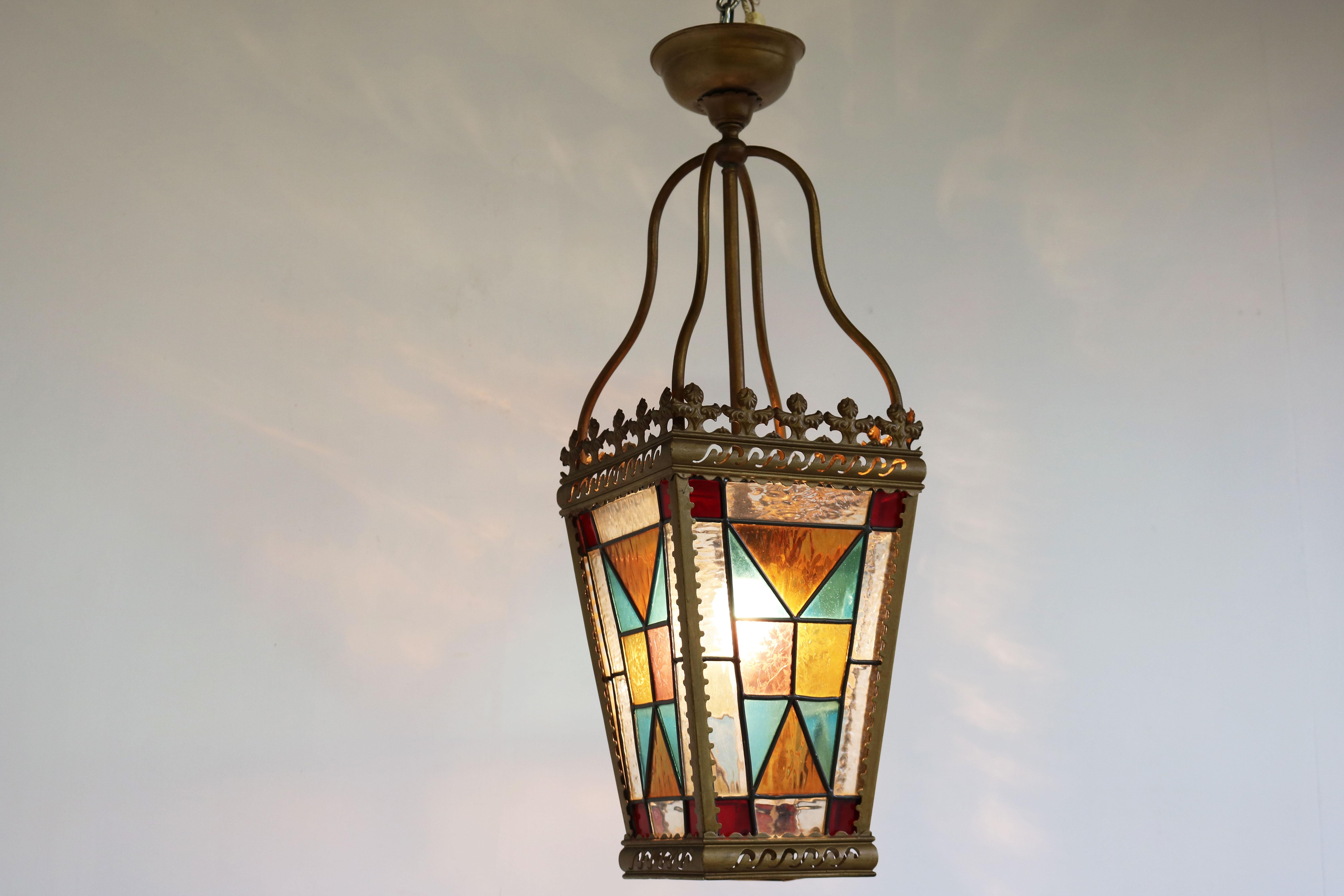 stained glass hanging lantern
