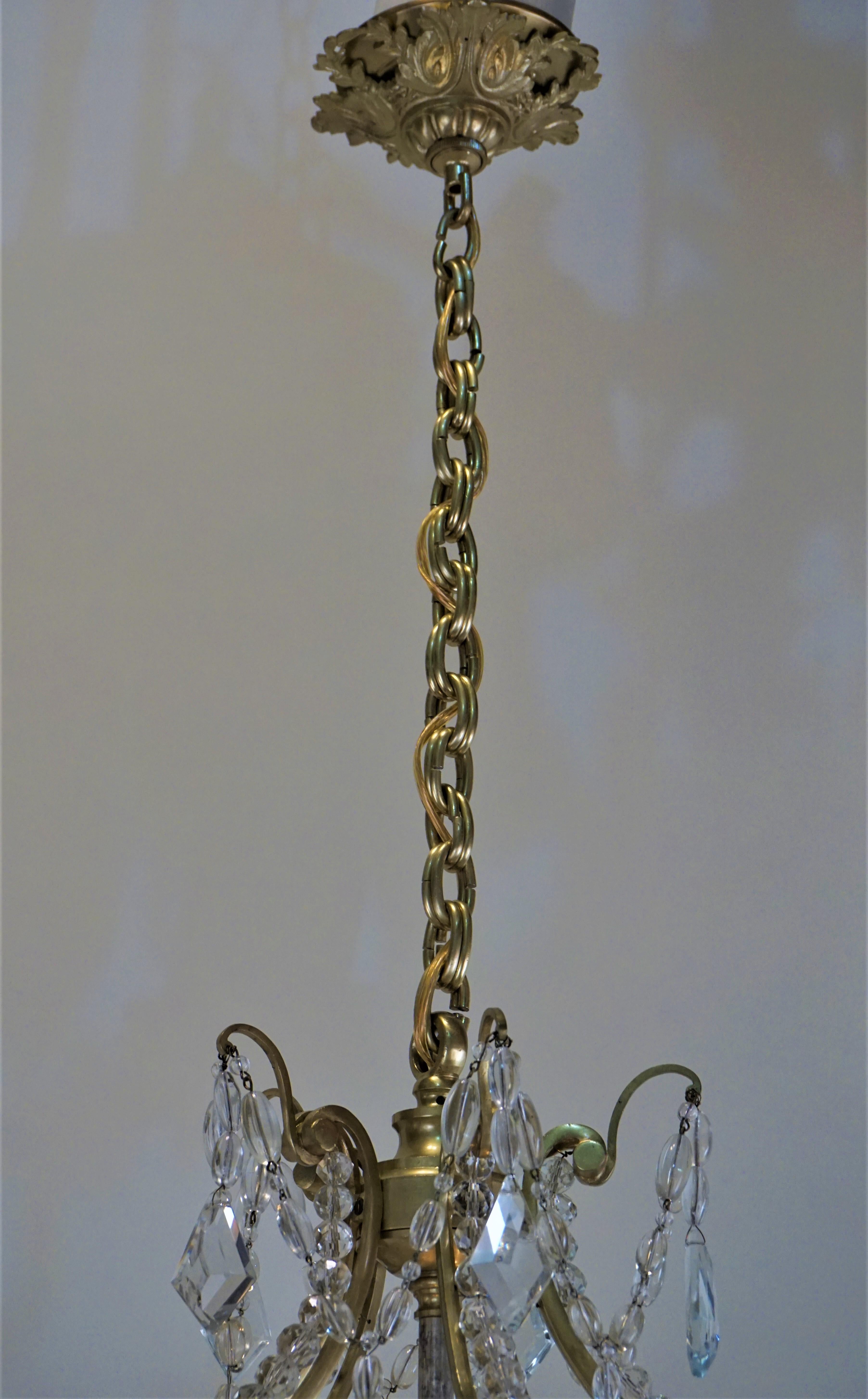 Early 1900 French Bronze and Crystal Chandelier In Good Condition In Fairfax, VA