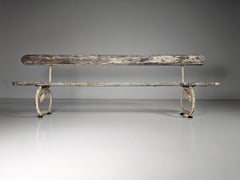 Early 1900 French Garden Bench with Dragons and Arrows