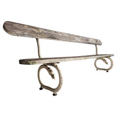 Early 1900 French Garden Bench with Dragons and Arrows