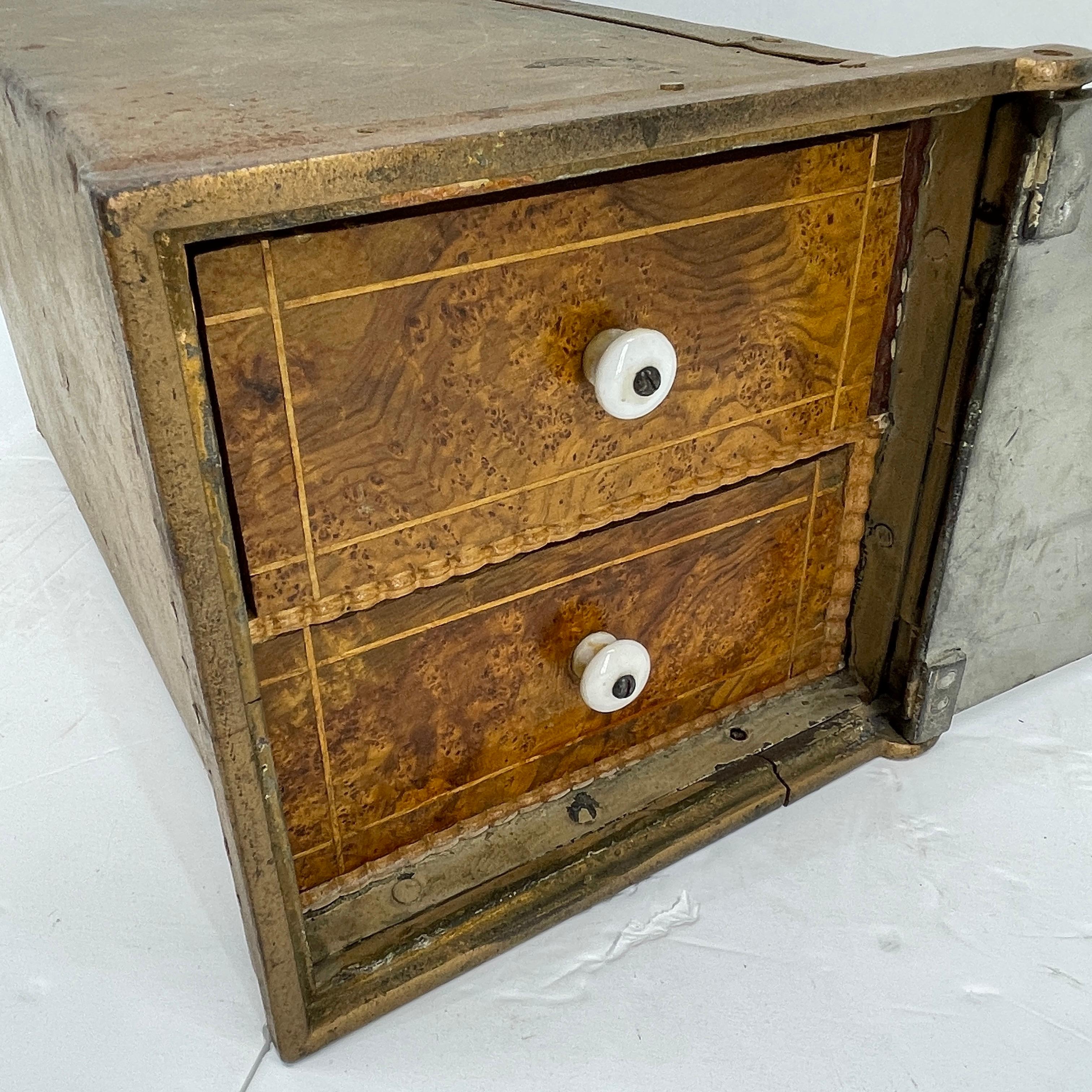 Early 1900's Birchwood Lock Box Safe with Key 4