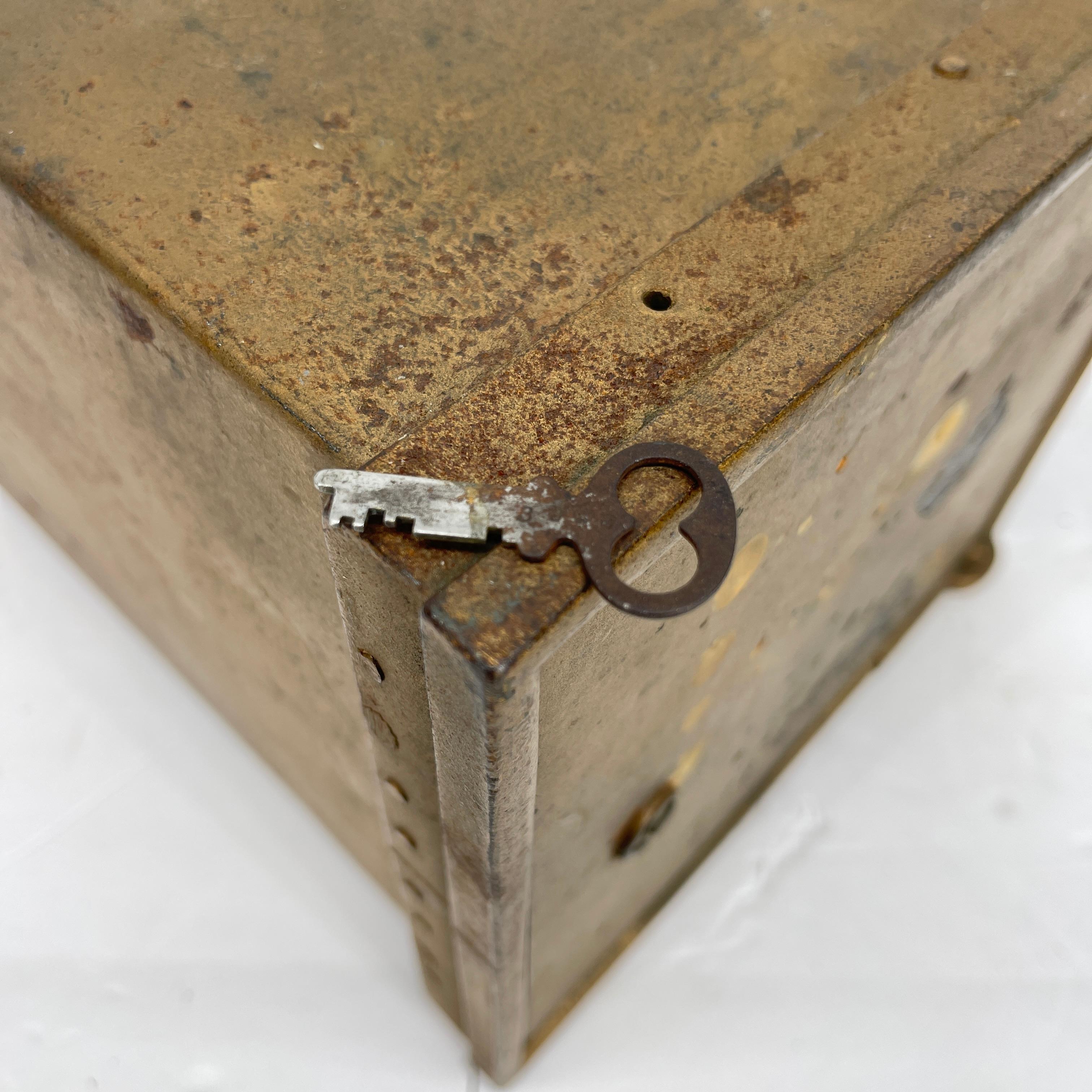 Early 1900's Birchwood Lock Box Safe with Key 5