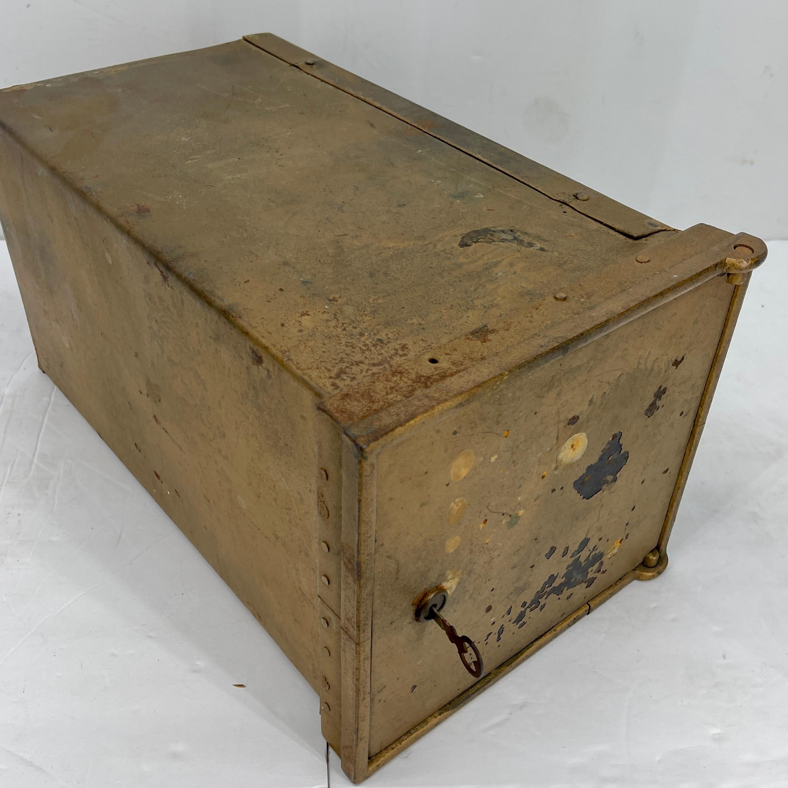 Early 1900's Birchwood Lock Box Safe with Key 6