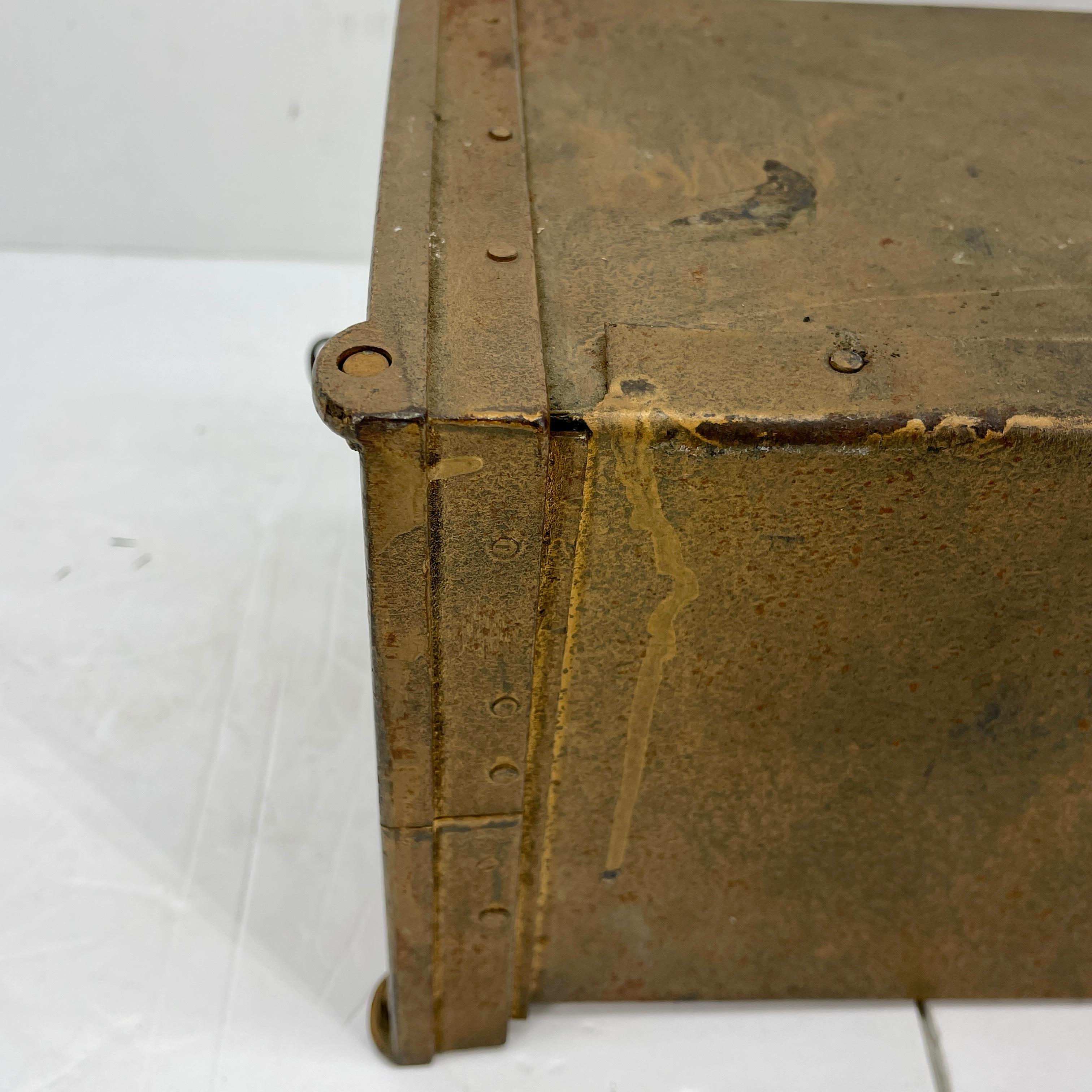 Early 1900's Birchwood Lock Box Safe with Key 7