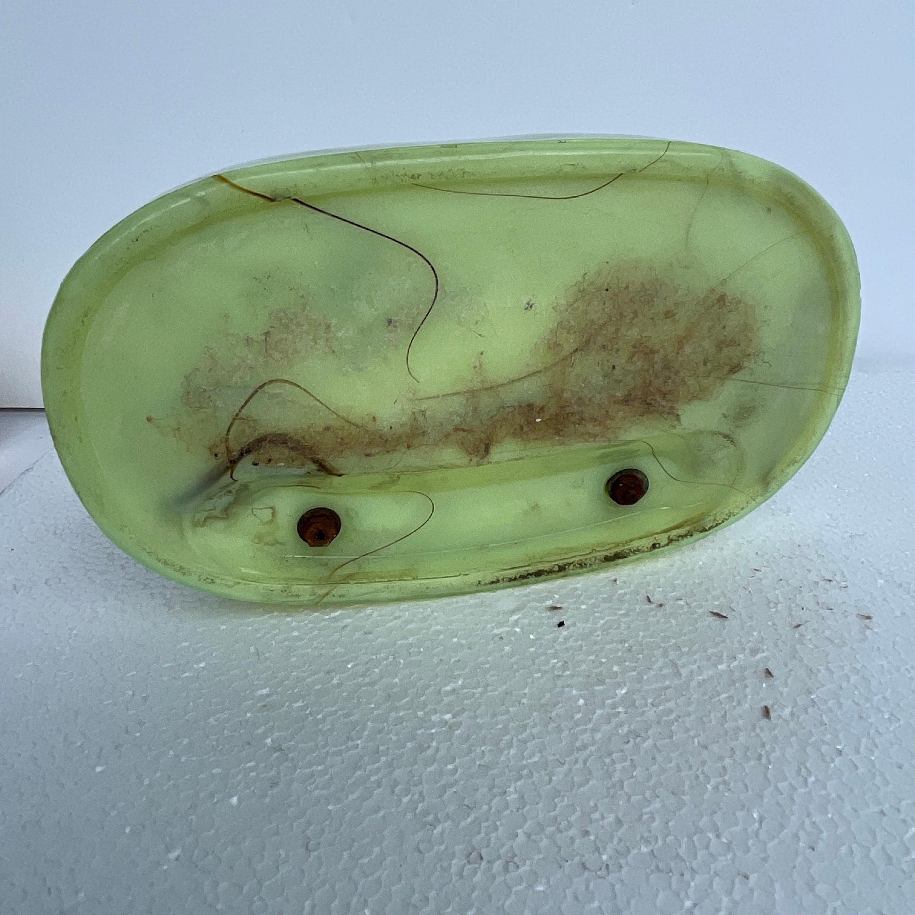 Early 1900 hundreds Green Opaline Lion Cast Ashtrays 5