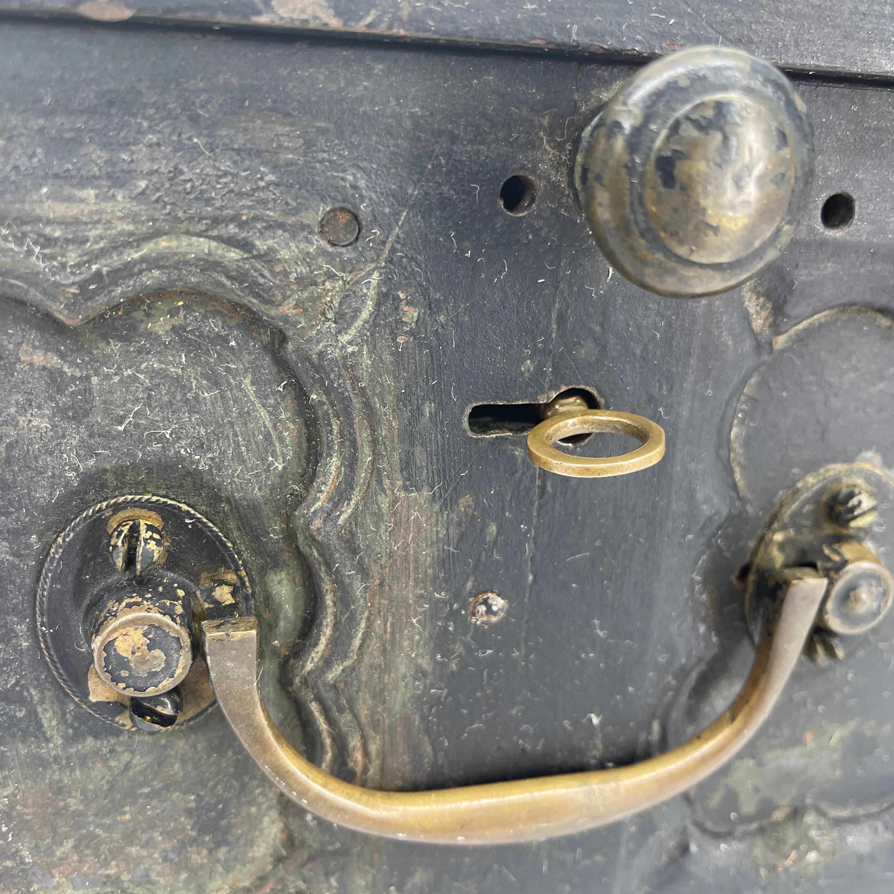 Metal Early 1900 Hundreds Lock Box Safe with Brass Key