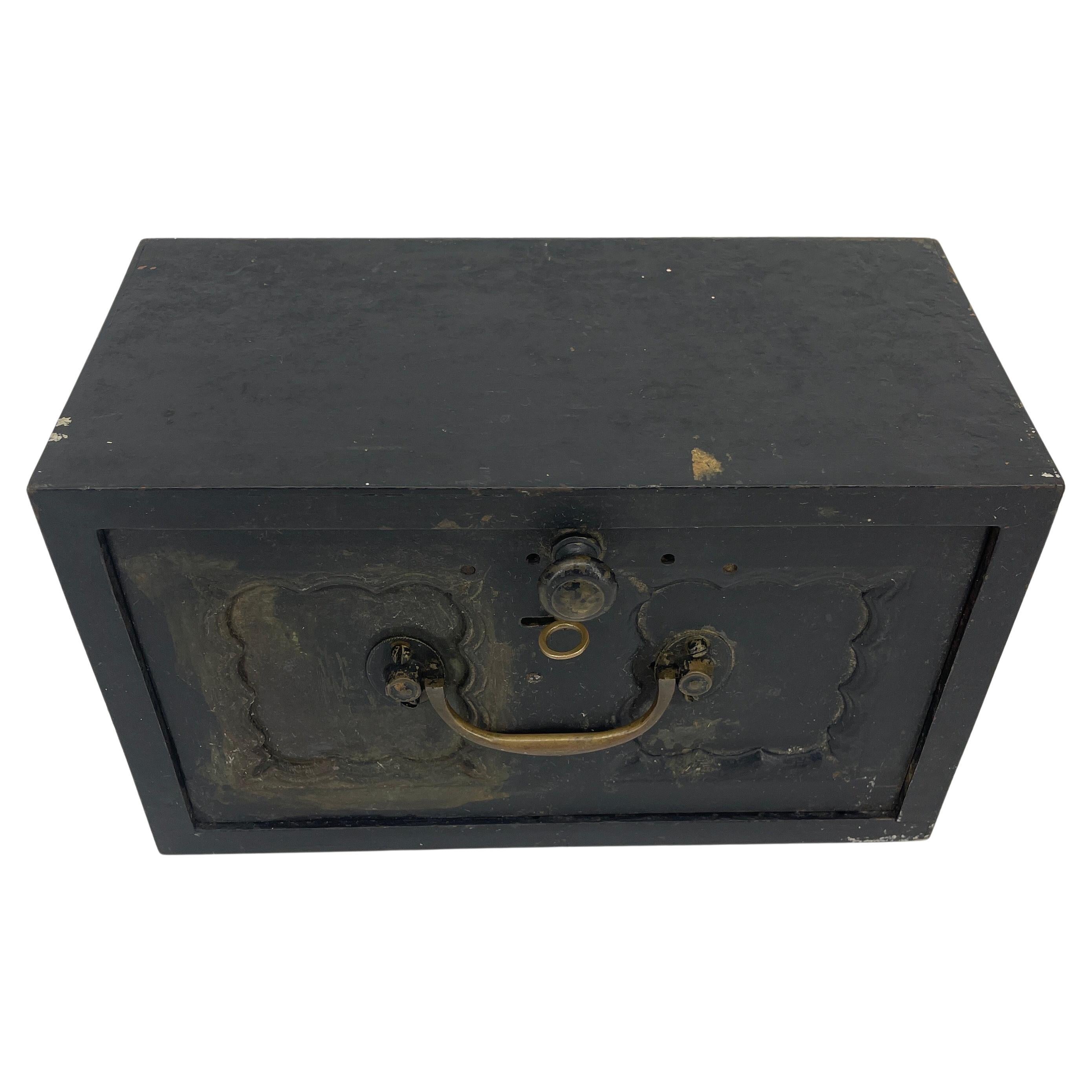 Early 1900 Hundreds Lock Box Safe with Brass Key