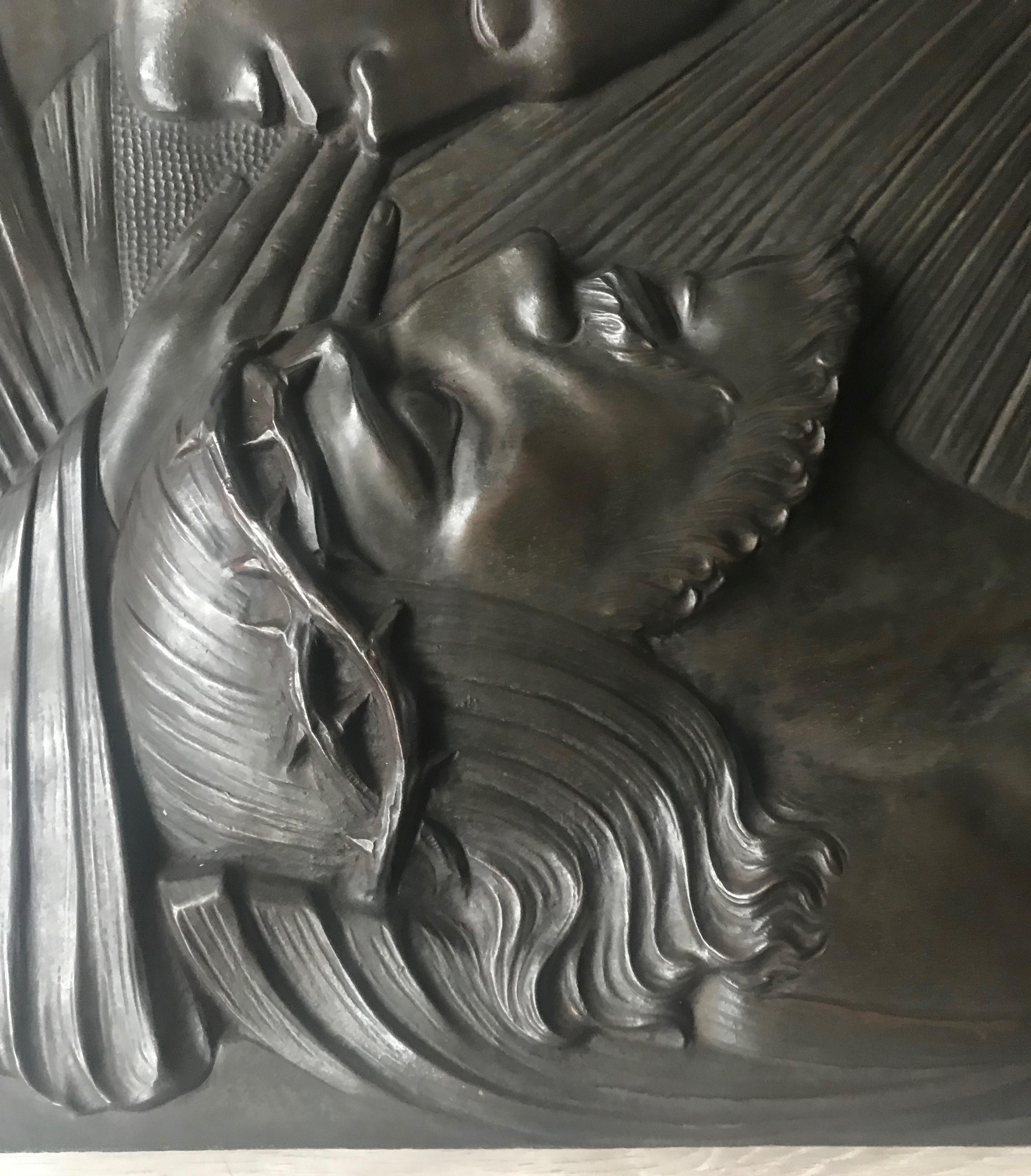 Large Early 1900 Art Nouveau Bronze Wall Plaque the Pieta' by Sylvain Norga 10