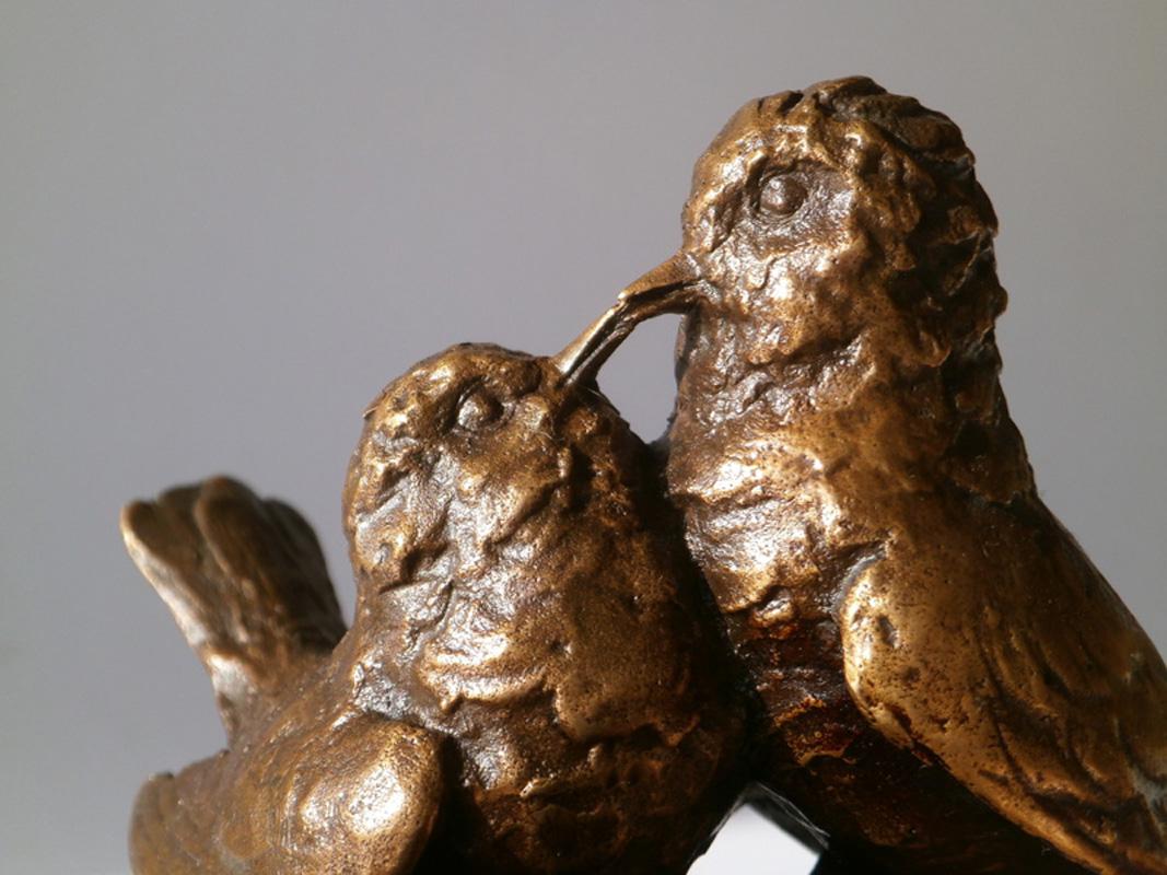 Early 1900 Luigi Secchi Birds Italian Bronze Sculpture Bowl For Sale 5