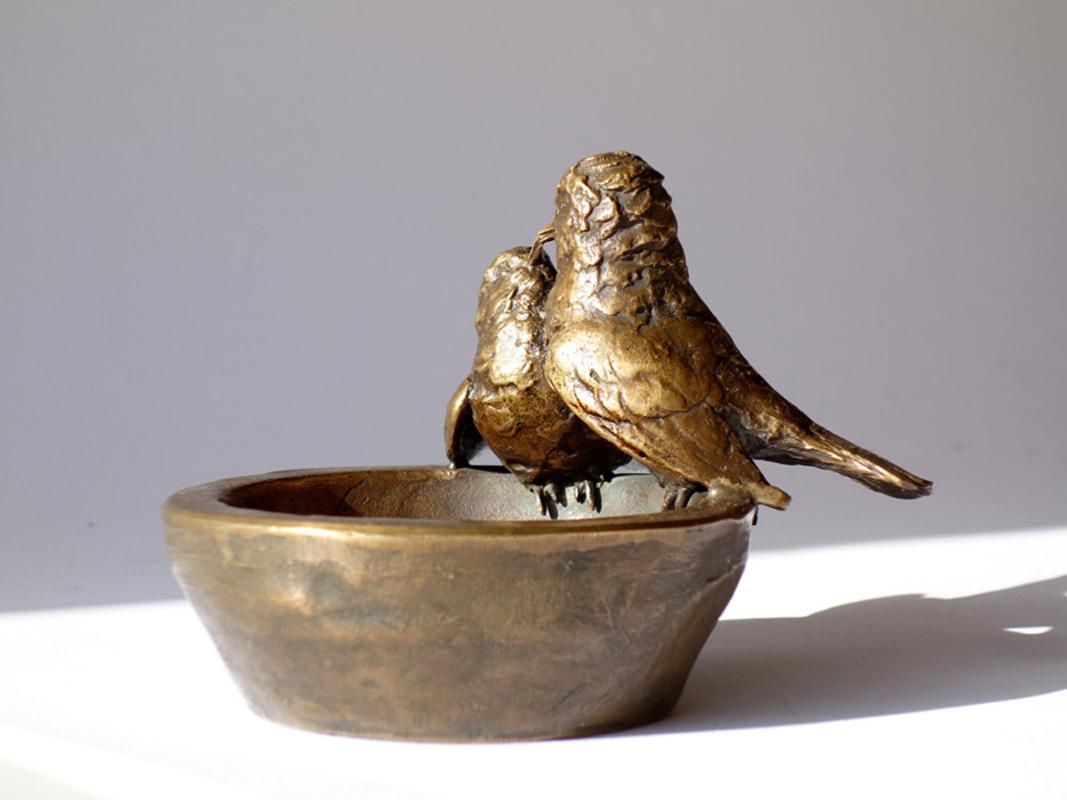 Early 1900 Luigi Secchi Birds Italian Bronze Sculpture Bowl For Sale 1