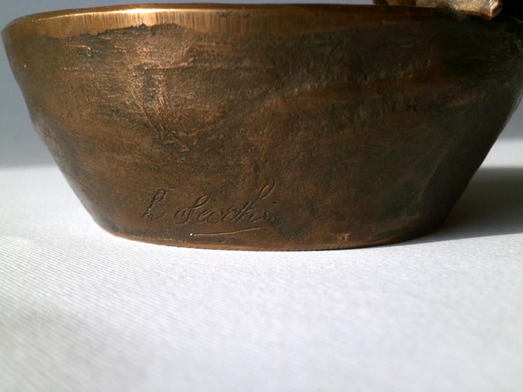 Early 1900 Luigi Secchi Birds Italian Bronze Sculpture Bowl For Sale 3