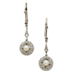 Paar Ohrringe aus Perlen, Diamanten und Gold aus Gold, Anfang 1900.