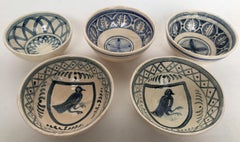 Early 1900 Set of Five Glazed Terra Cotta Bowls from Valencia, Spain