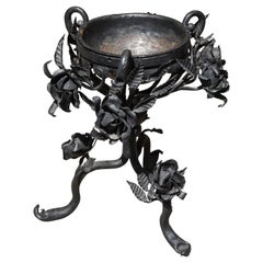 Antique Early 1900 Wrought Iron Arts & Crafts Potpourri Holder 'The Rose Bowl' Planter