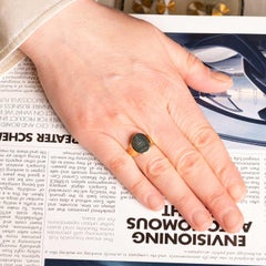 Early 1900s 18ct Gold Signet Ring with Hand-Carved Bloodstone