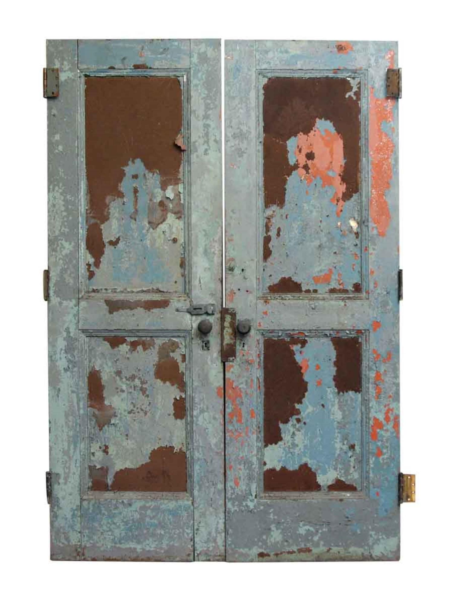 Early 1900s Two Panel Steel Clad Industrial Double Doors In Good Condition In New York, NY