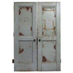 Early 1900s Two Panel Steel Clad Industrial Double Doors