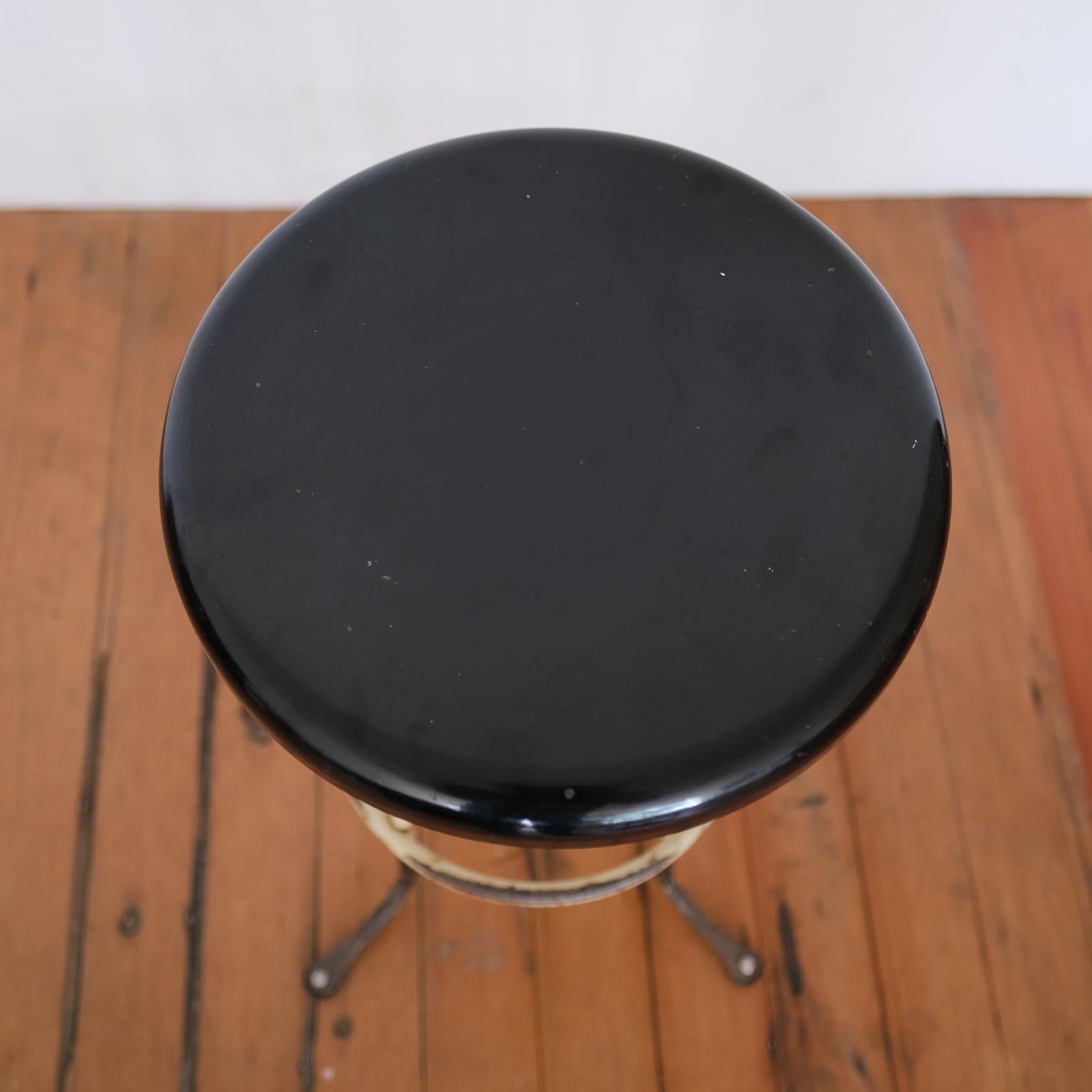 Steel Early 1900s Adjustable Height Industrial Stool For Sale