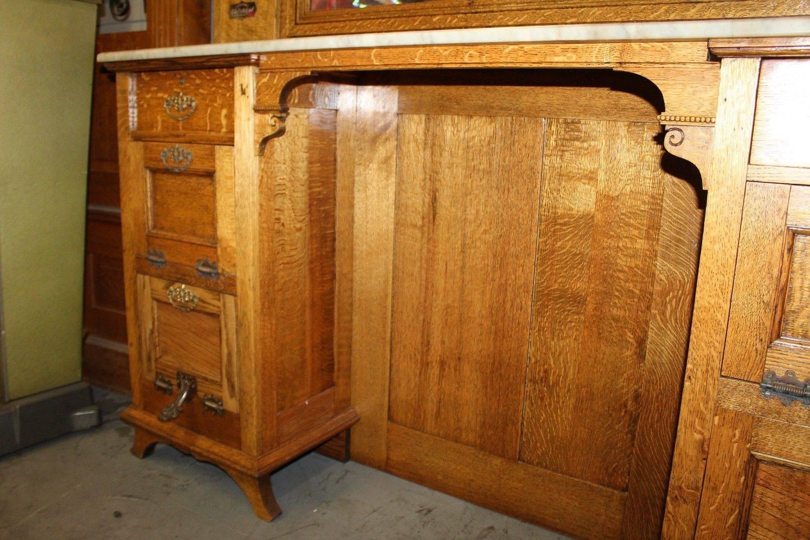 Early 1900s A.L. Undeland Barber Shop Wooden Back Bar Single Station For Sale 1