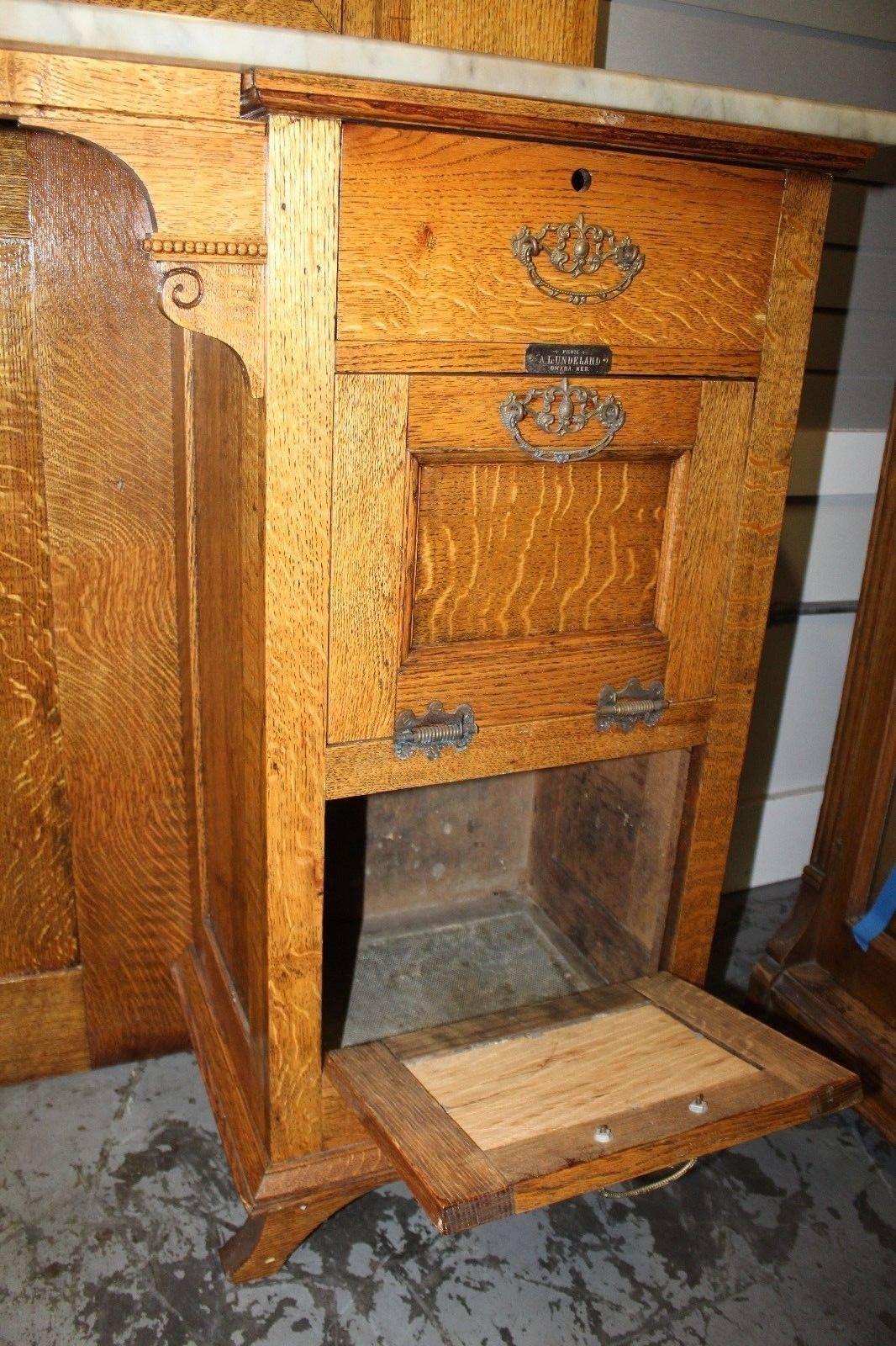 Early 1900s A.L. Undeland Barber Shop Wooden Back Bar Single Station For Sale 2