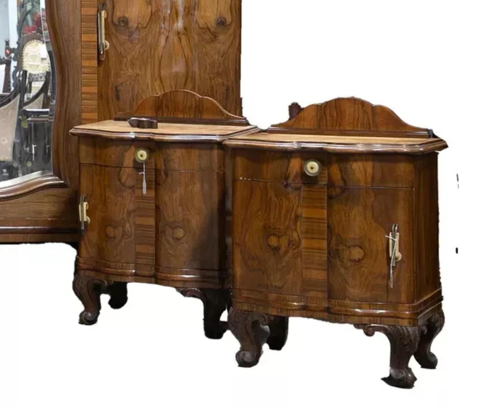 20th Century Early 1900s Antique 5-Piece, Circassian Burled, Walnut, Art Deco, Bedroom Suite!