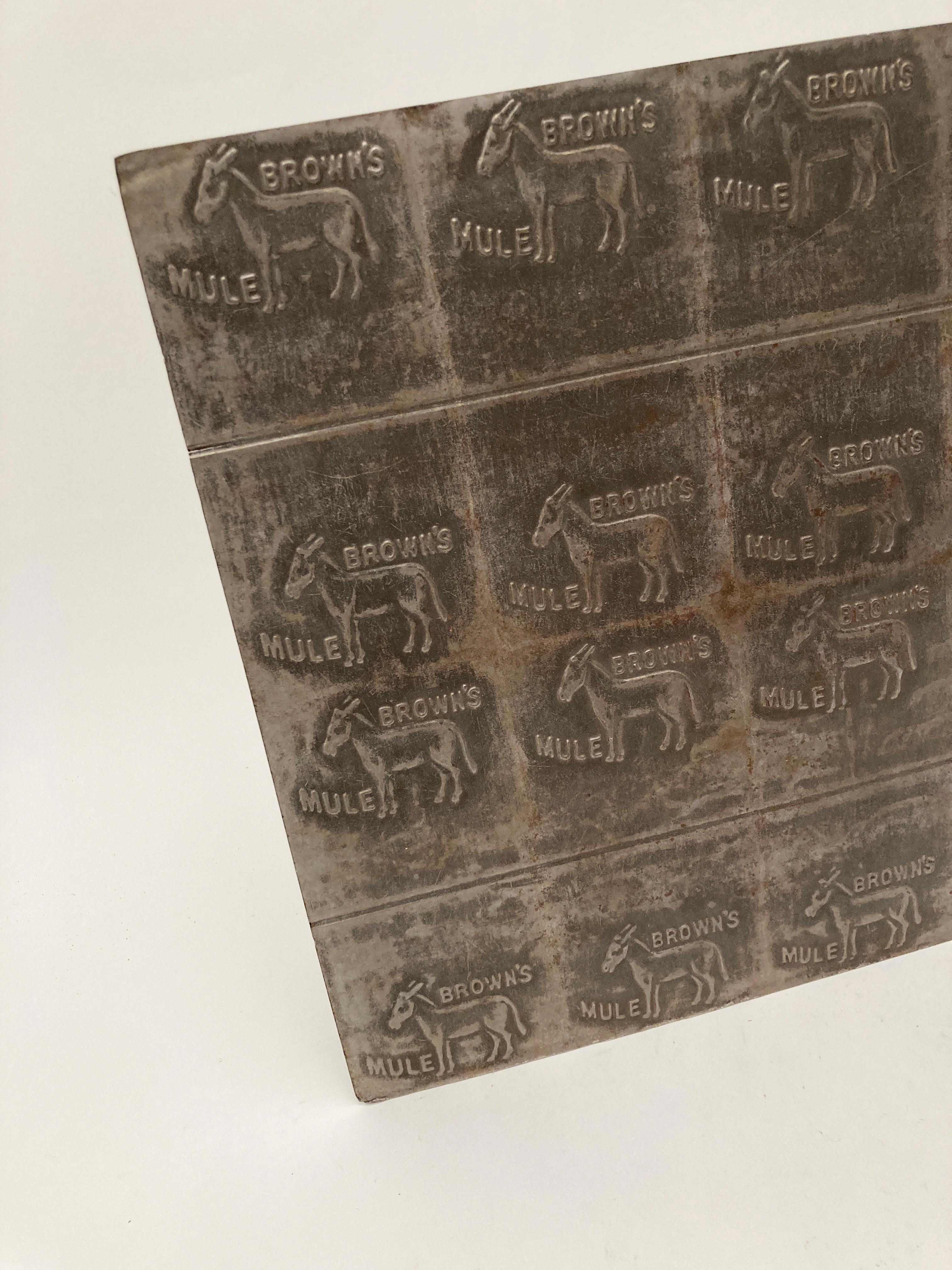 Early 1900’s Antique Brown's Mule Chewing Tobacco Embossing Plate For Sale 2