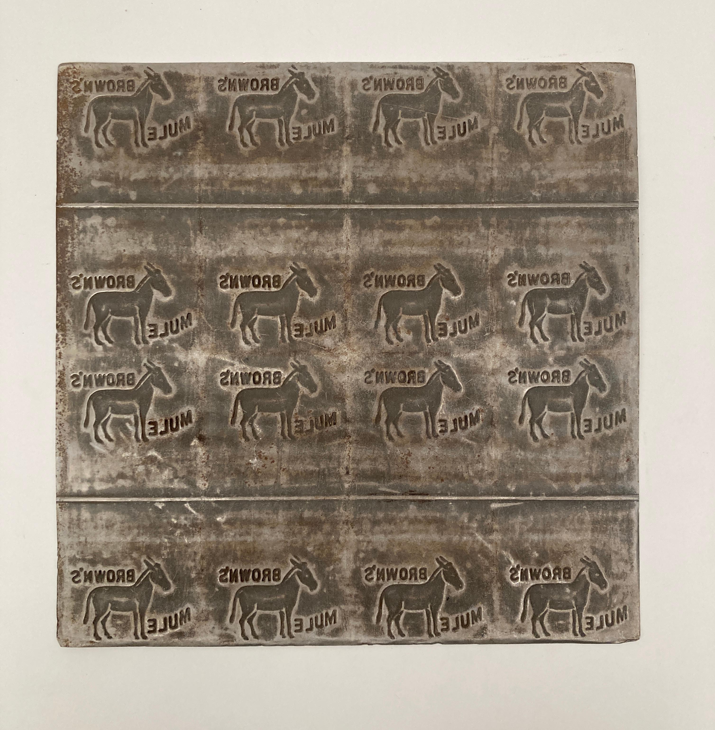 Early 1900’s Antique Brown's Mule Chewing Tobacco Embossing Plate For Sale 3