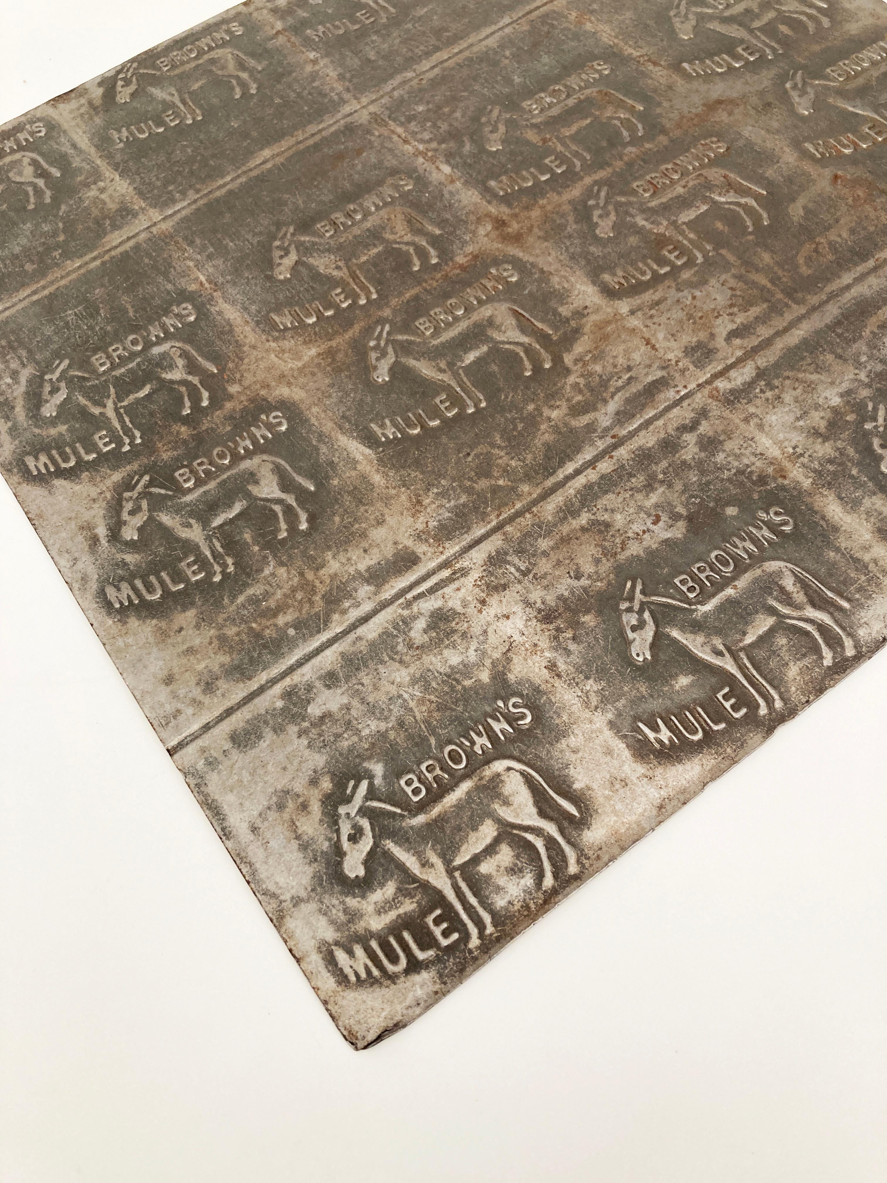 Industrial Early 1900’s Antique Brown's Mule Chewing Tobacco Embossing Plate For Sale