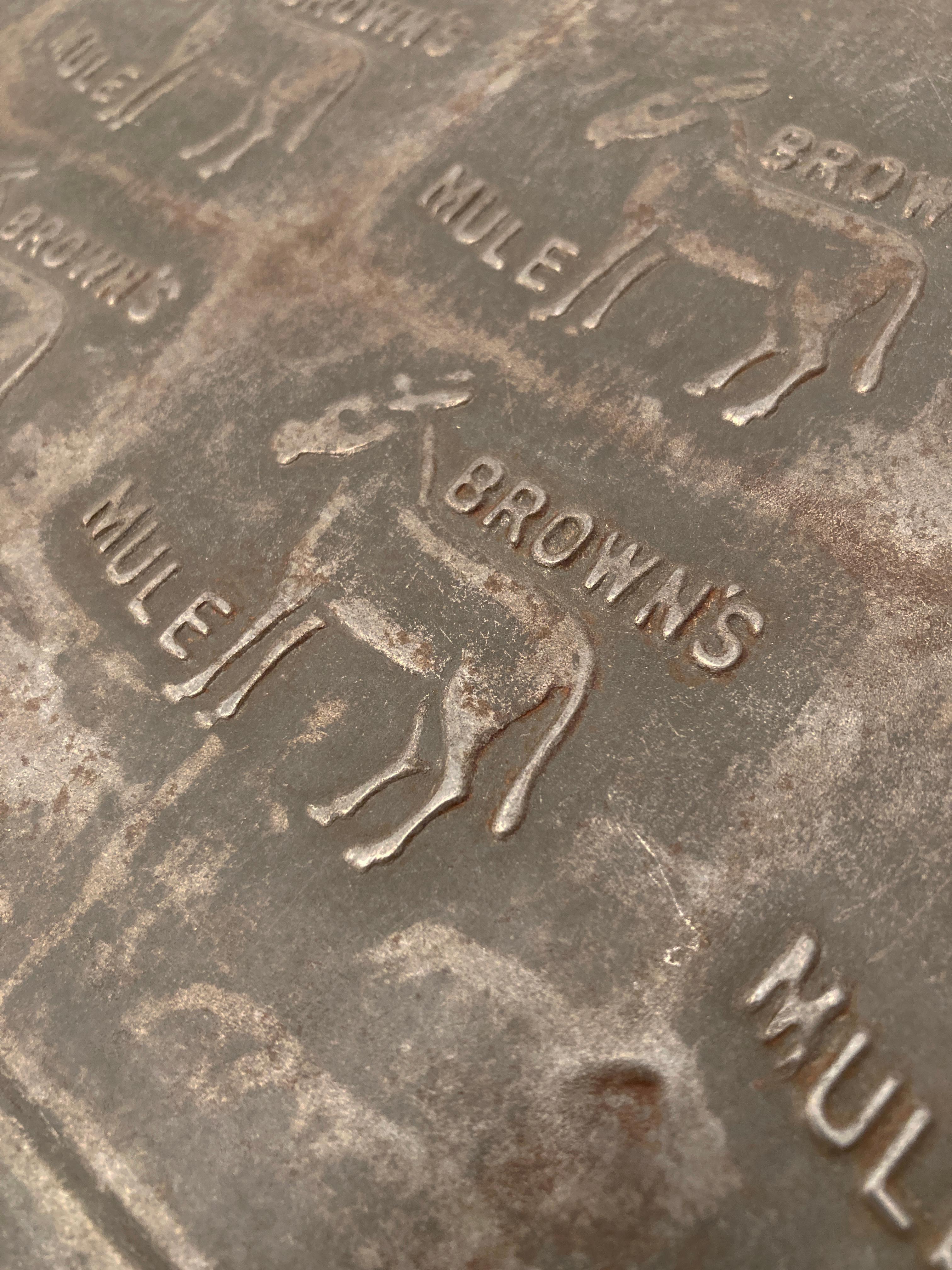 20th Century Early 1900’s Antique Brown's Mule Chewing Tobacco Embossing Plate For Sale