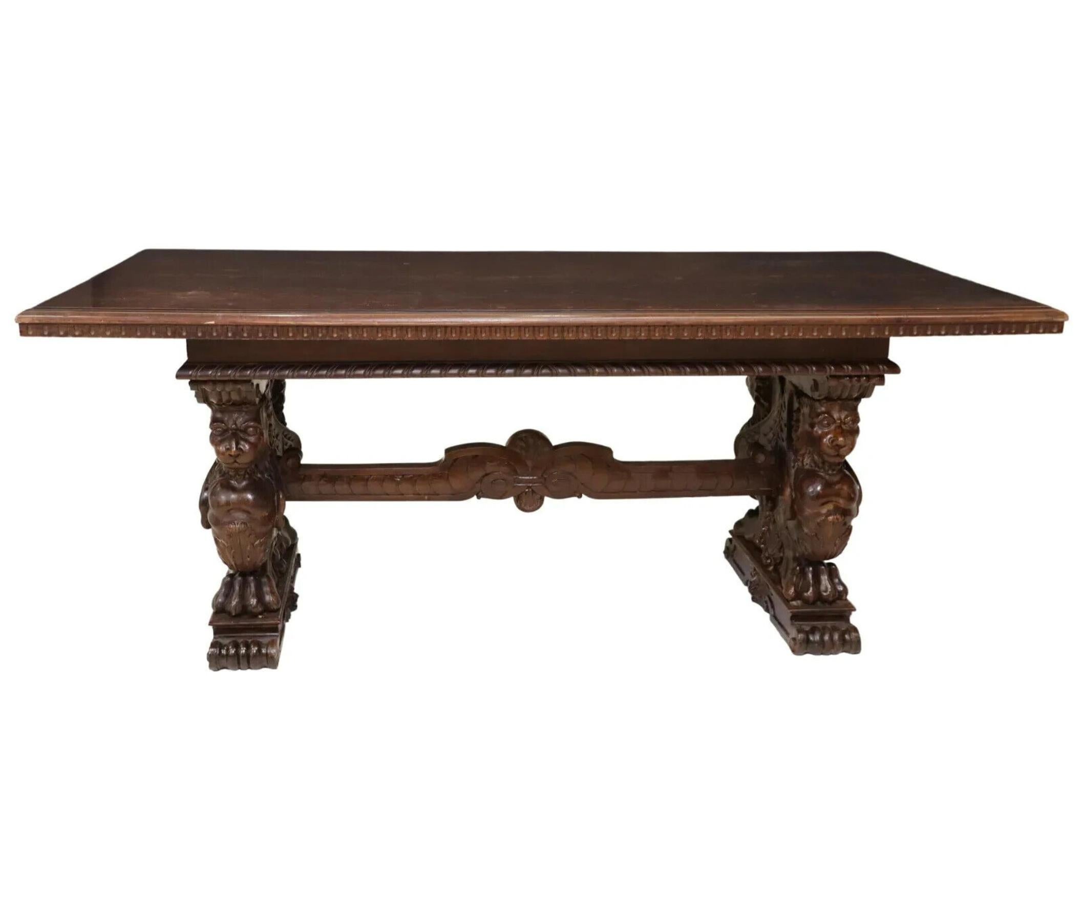 Gorgeous Early 1900's Antique Fine Italian Renaissance Revival, Walnut, Carved Table!!

Antique Table, Fine Italian Renaissance Revival, Walnut, Carved, Trestle, Early 1900's, 20th Century!

Italian Renaissance Revival carved walnut table, early