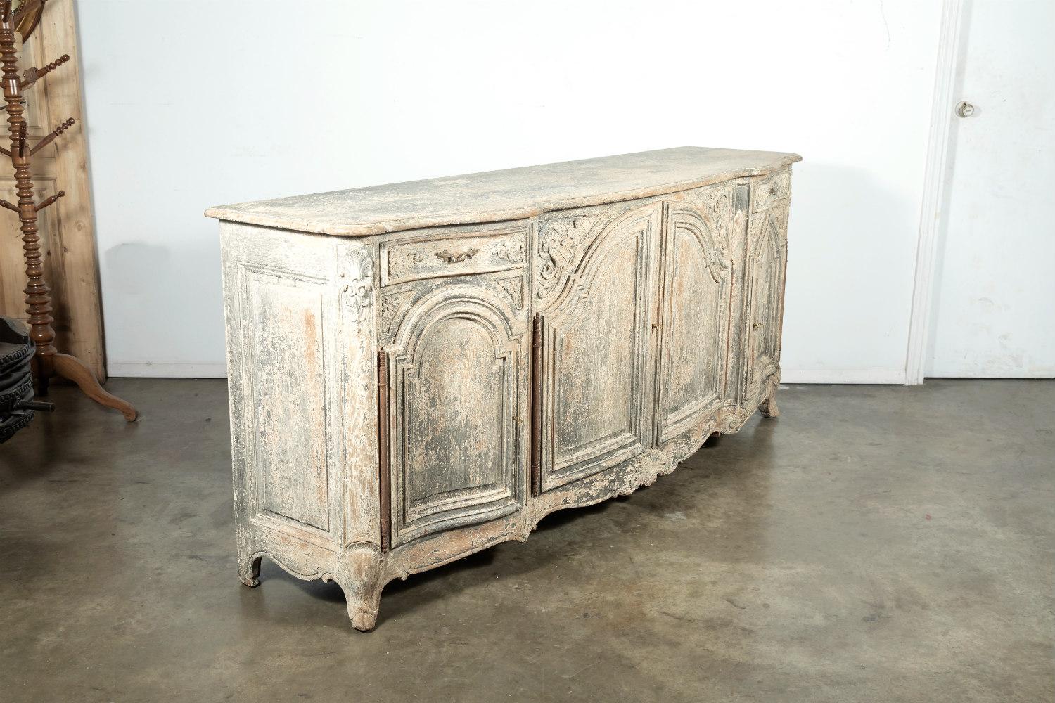 Louis XV Style Francisque Chaleyssin Painted Enfilade Buffet, Signed In Good Condition In Birmingham, AL