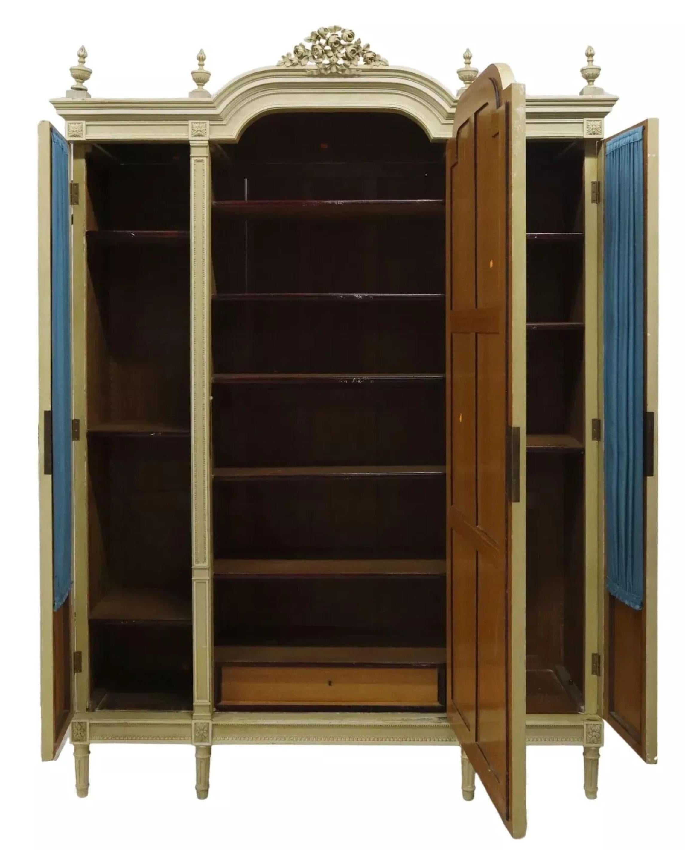 Early 1900's Antique French Louis XVI Style, Painted, Mirrored, 98