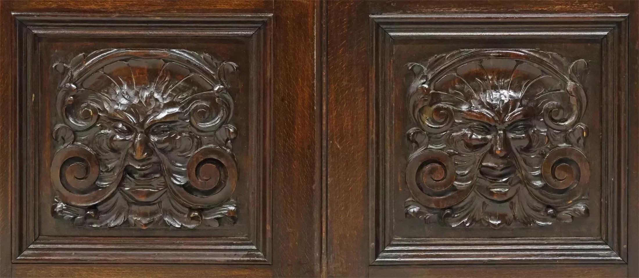 Early 1900's Antique Italian Renaissance Revival, Leaded Crown Glass, Bookcase! 4