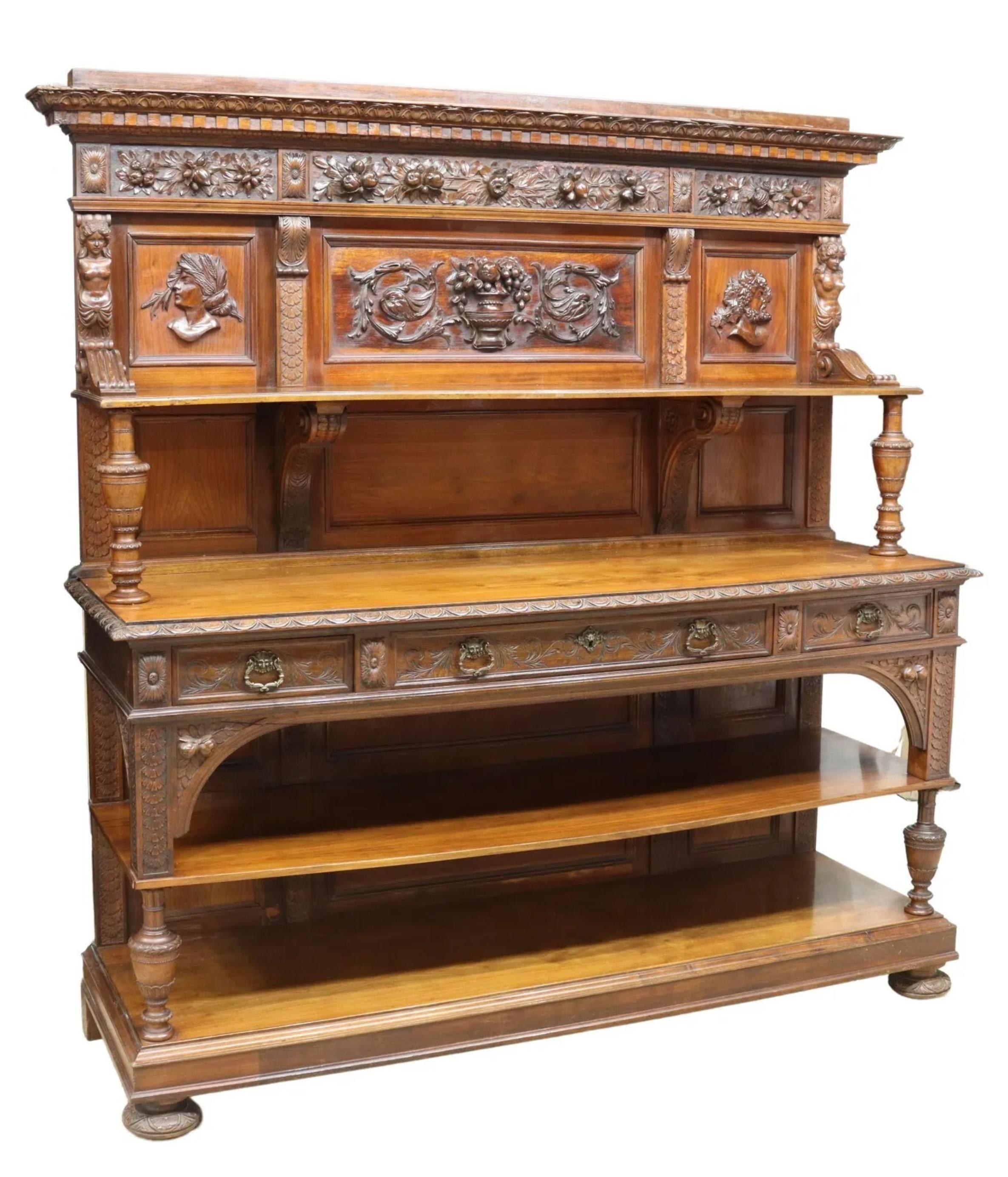 Early 1900's Antique Large, Renaissance Revival, Well-Carved, Sideboard! For Sale 1