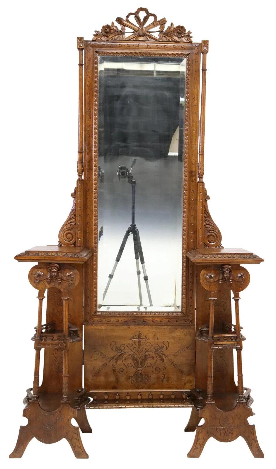 antique hall tree with mirror