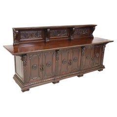 Early 1900's Antique Monumental, Italian Renaissance Revival, Walnut Sideboard