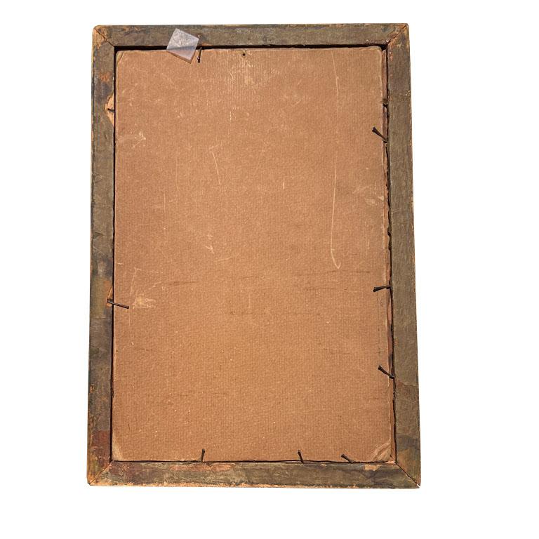 Early 1900s Antique Ship Painting in Carved Wood Trompe L'Oeil Frame 3