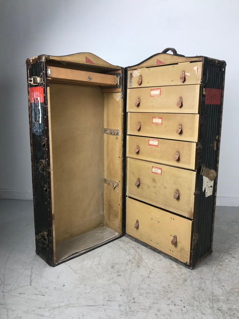 Antique Wardrobe Steamer Trunk Early 1900s