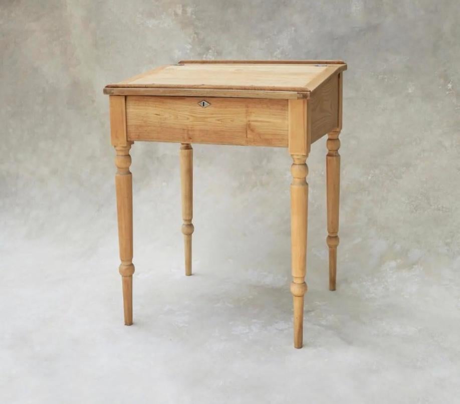 Early 20th Century Early 1900s Antique Swedish Pine Writing Desk, Bleached For Sale