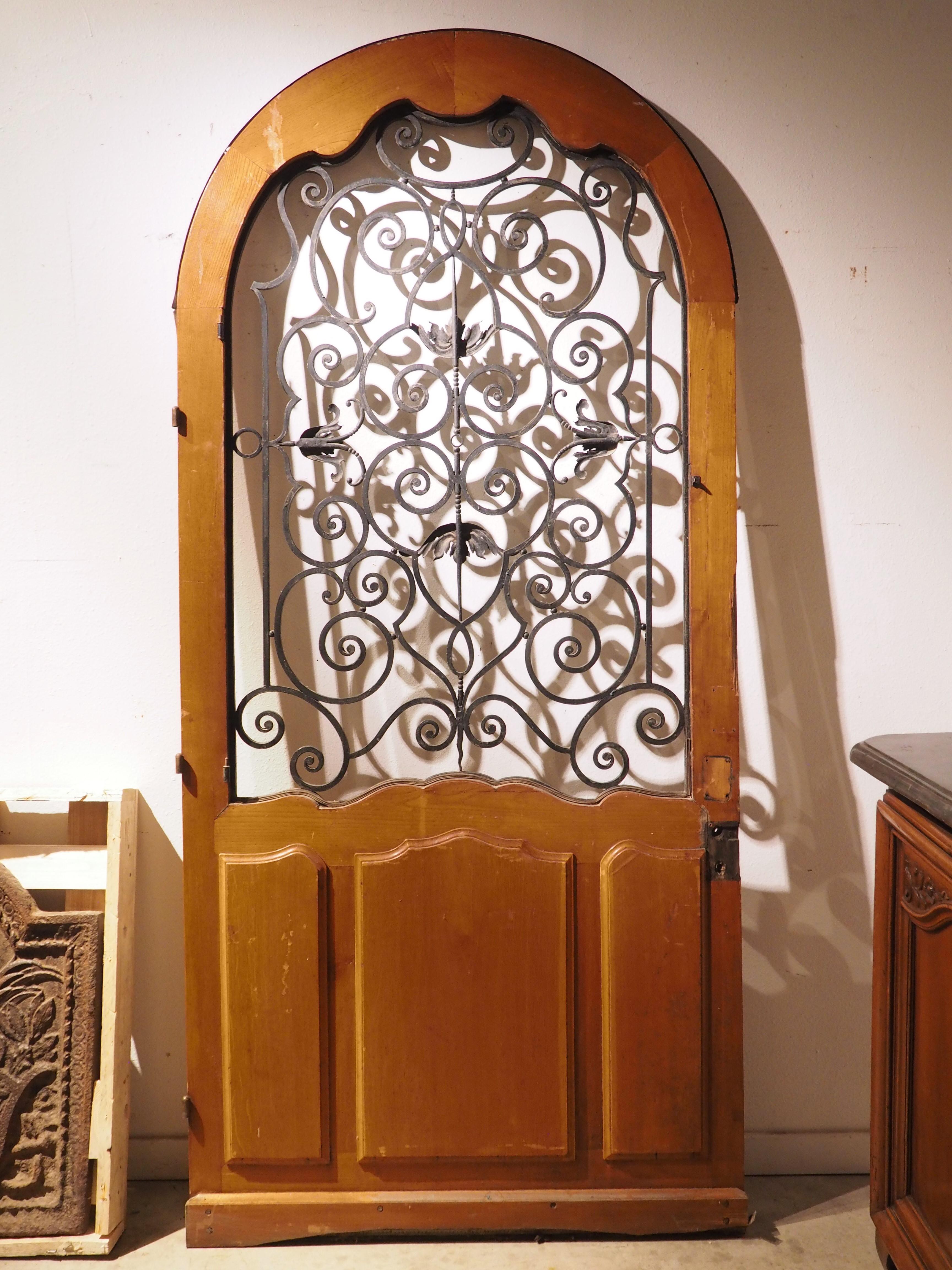 Early 1900s Arched Oak and Iron Entry Door from France 4