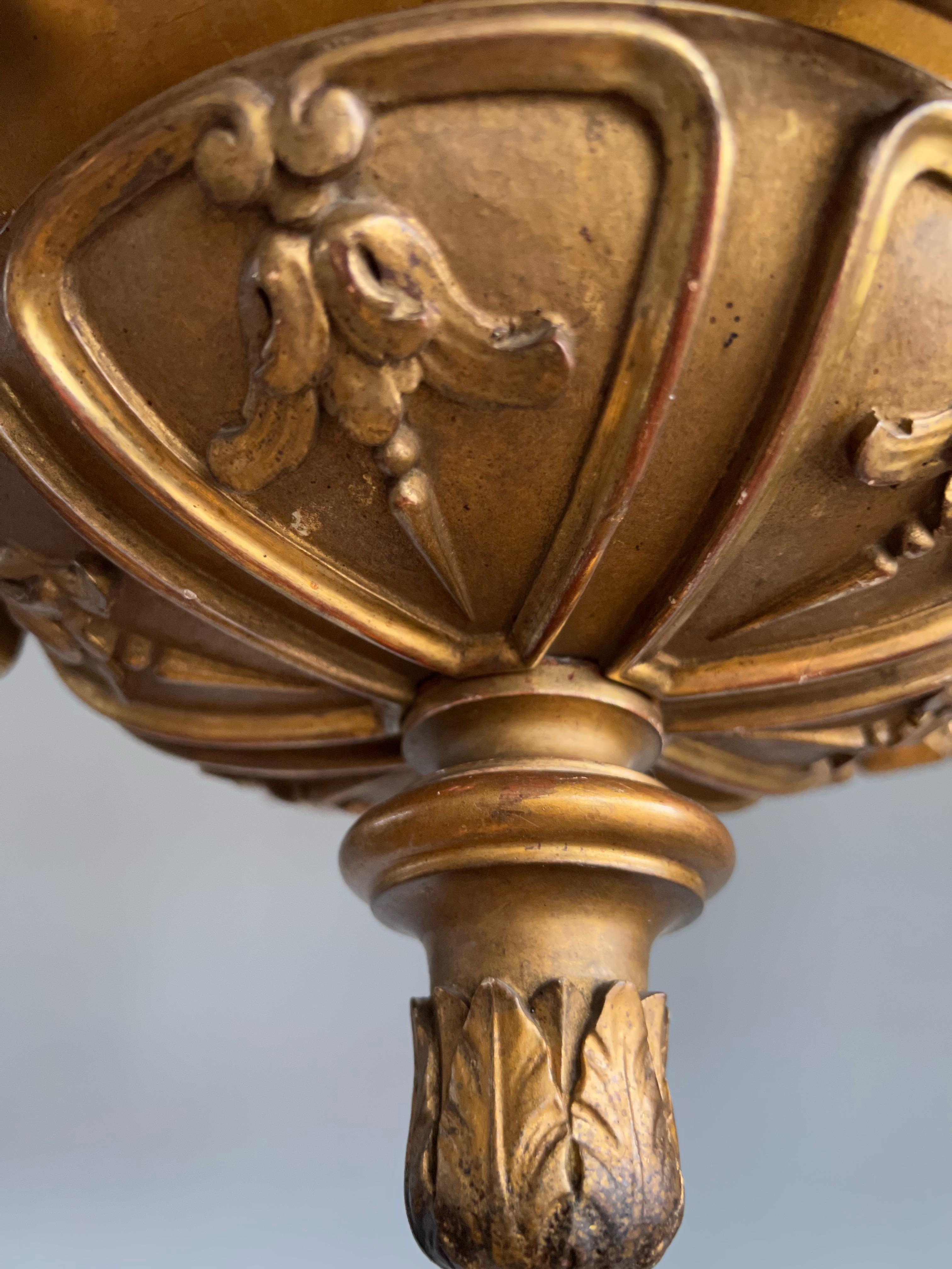 Anfang 1900 Art Nouveau Era Feine Qualität geschnitzt vergoldet Kronleuchter Leuchte im Angebot 2