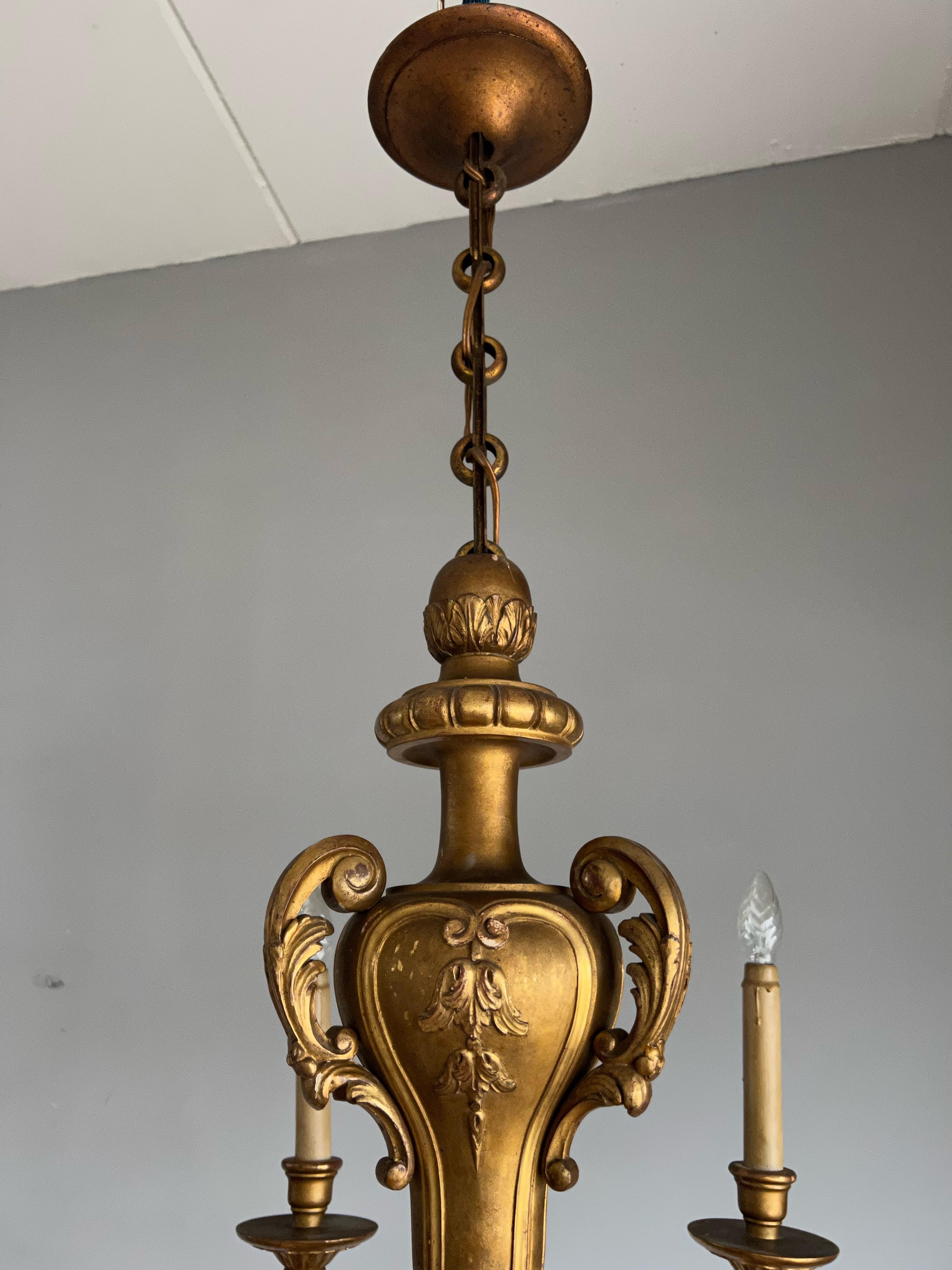 Anfang 1900 Art Nouveau Era Feine Qualität geschnitzt vergoldet Kronleuchter Leuchte im Angebot 10