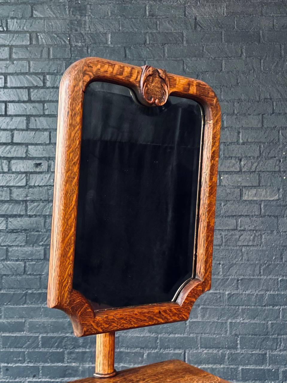 Early 20th Century Early 1900s Art Nouveau Style Gentleman’s Shaving Grooming Stand, Tilting Mirror For Sale