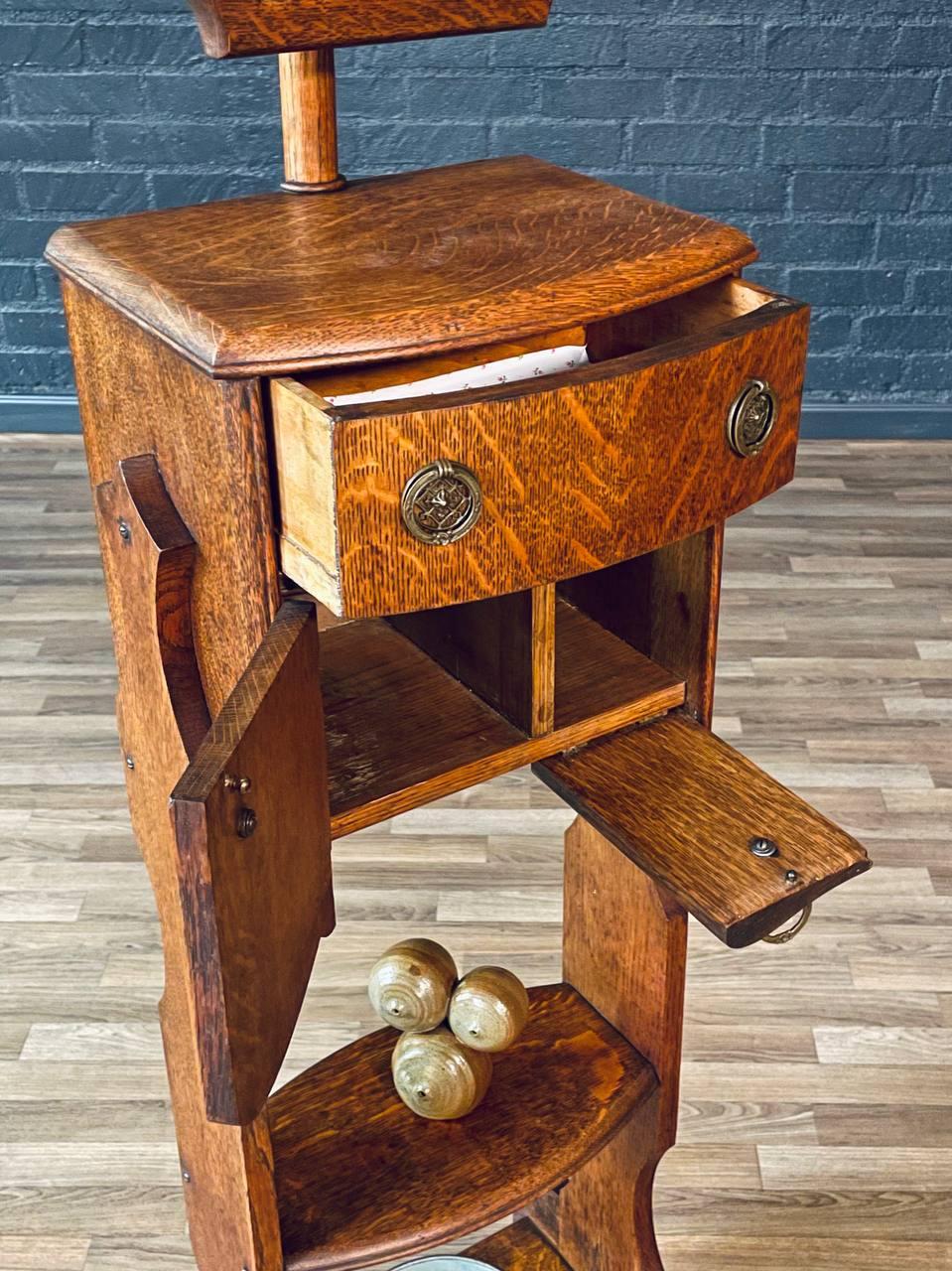 Brass Early 1900s Art Nouveau Style Gentleman’s Shaving Grooming Stand, Tilting Mirror For Sale