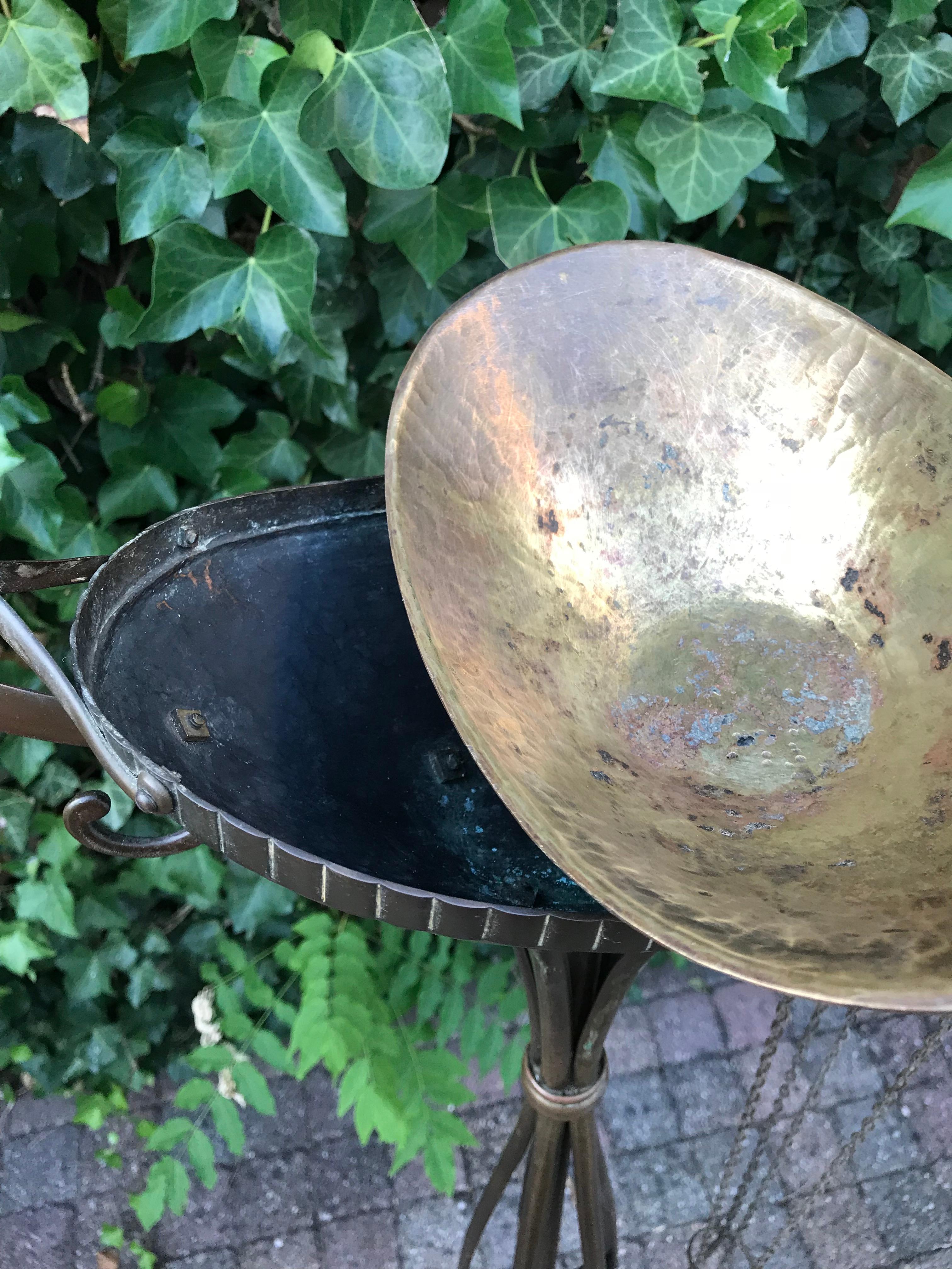 Early 20th Century Early 1900s Arts and Crafts Brass Floor Stand/Religious Art Incense Burner