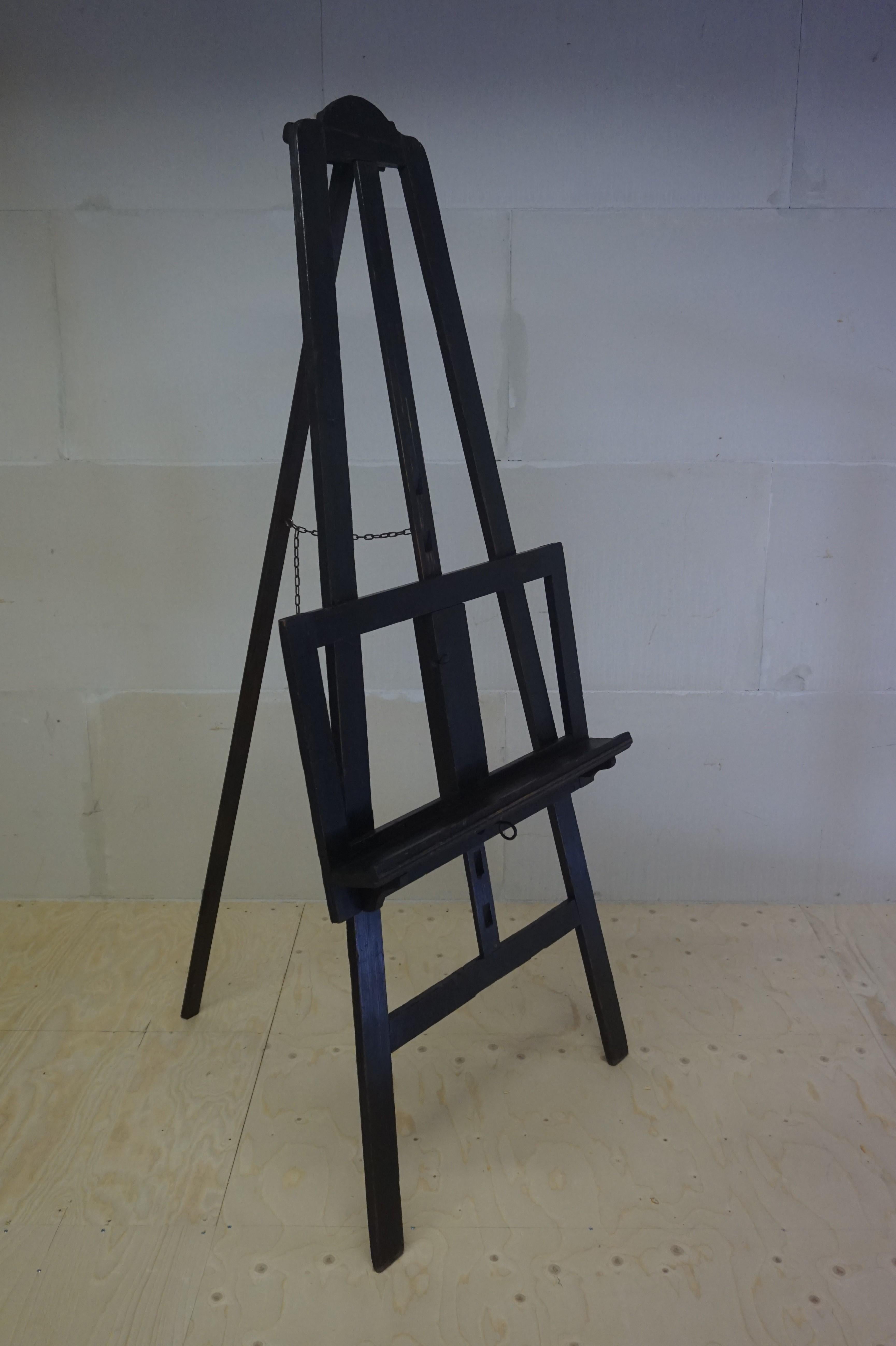 Early 1900s Arts & Crafts Era, Ebonized Wooden Studio Easel or Painting Stand 6