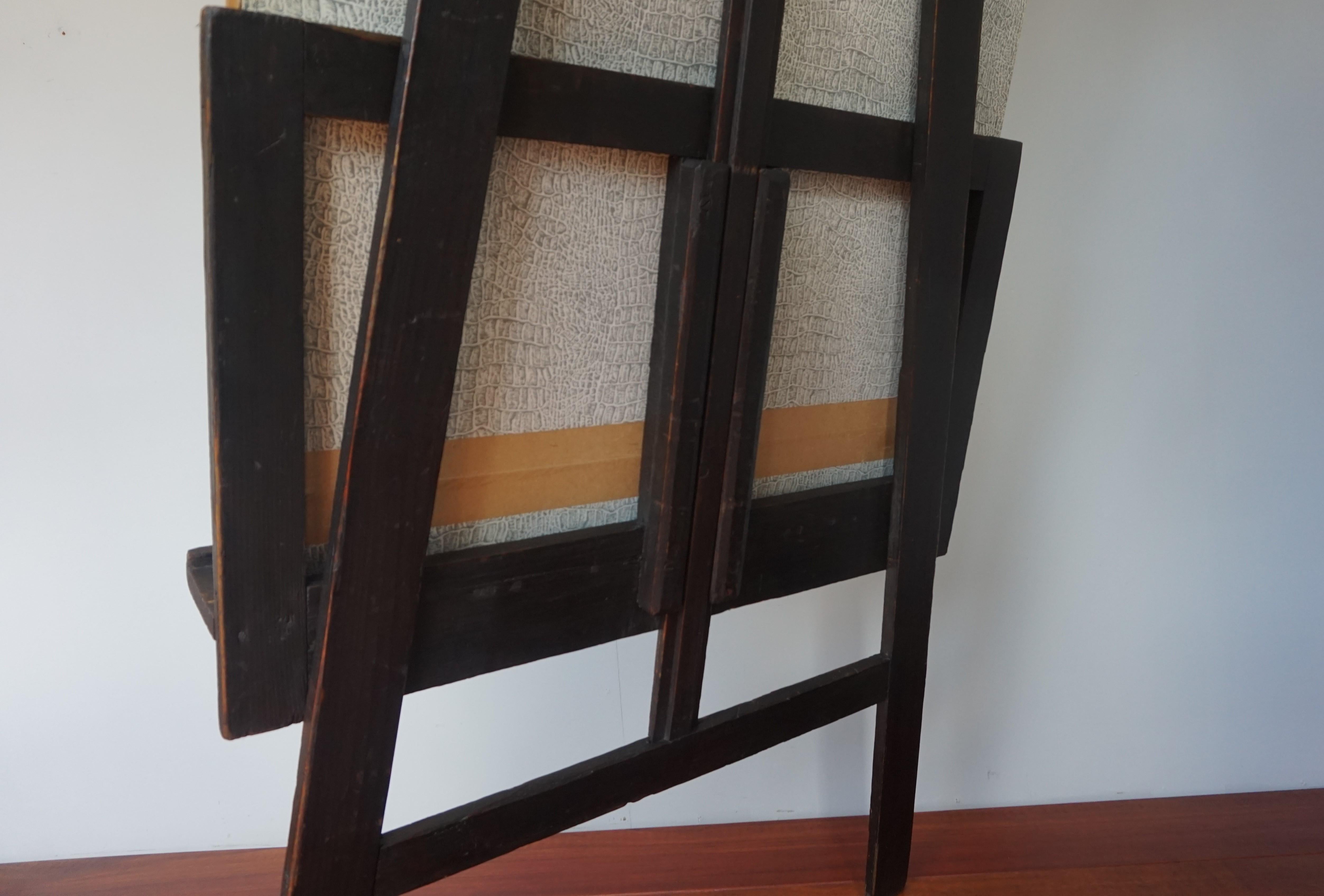 Blackened Early 1900s Arts & Crafts Era, Ebonized Wooden Studio Easel or Painting Stand