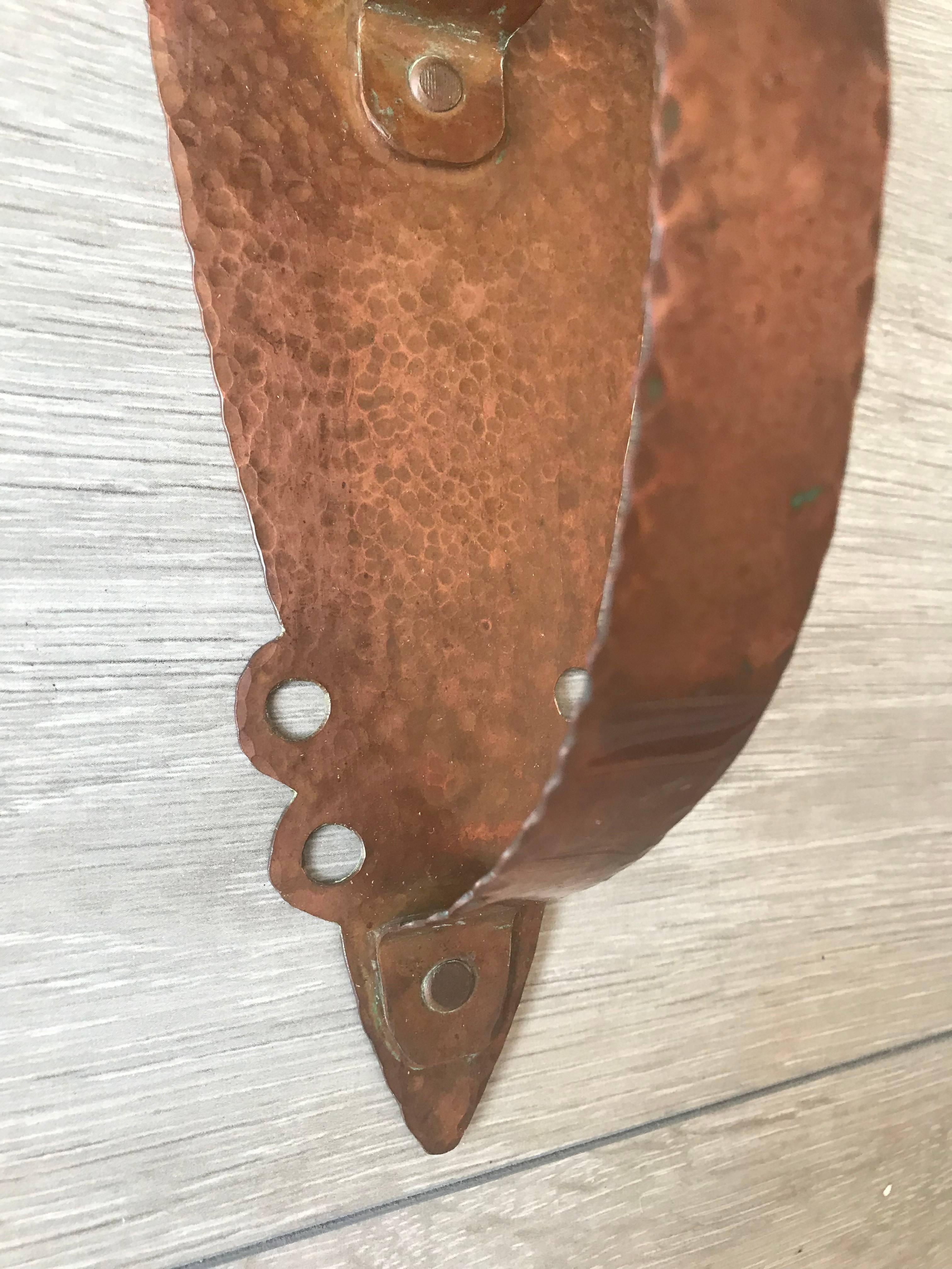 Frühe 1900er Jahre Arts & Crafts Hand-gehämmert Kupfer Kerzenhalter Wandleuchter 9