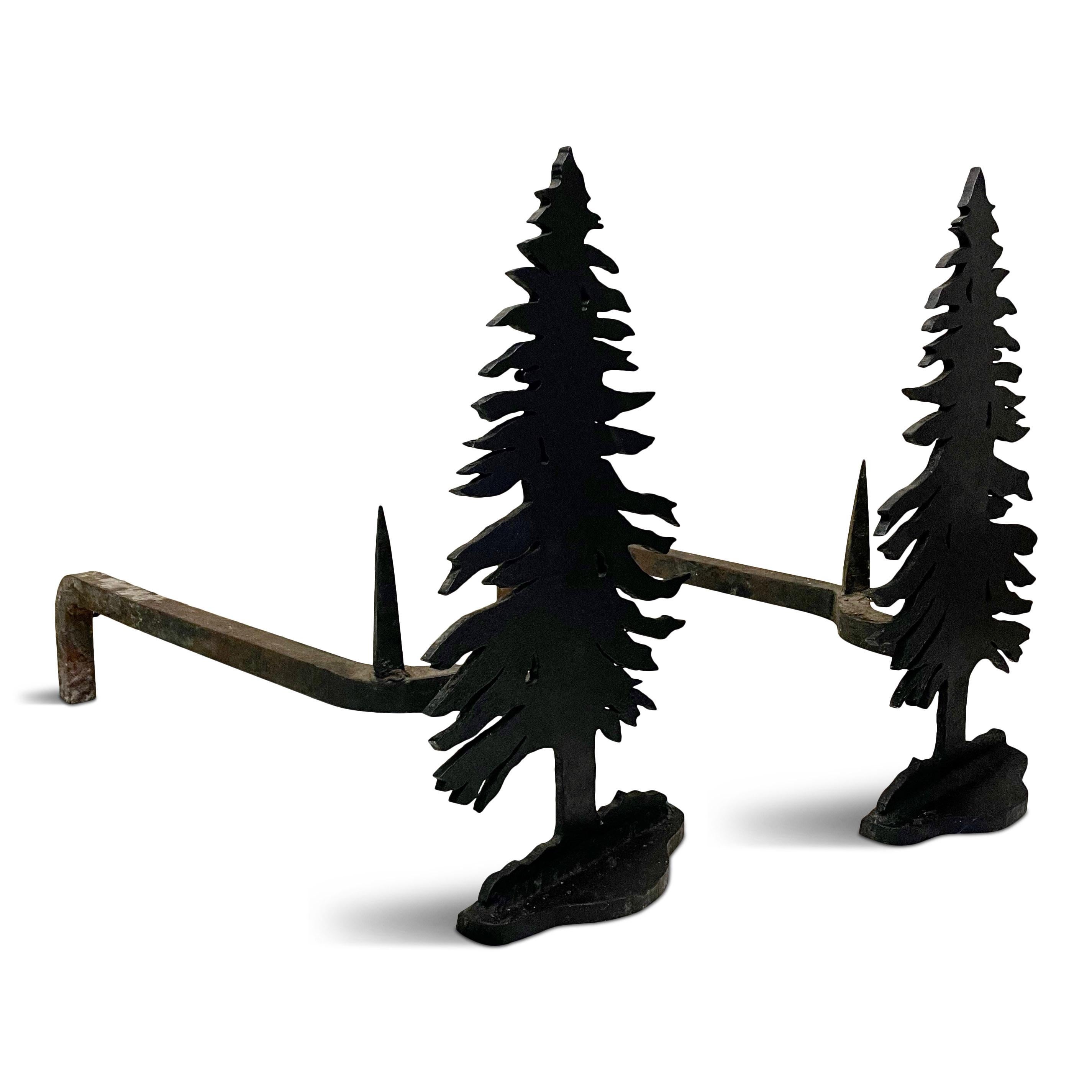 Craftsman made andirons in the arts and crafts style which was a reaction to the industrial revolution of the early 20th century. These andiron were hand crafted and would make a great addition to your ski retreat or mountain house.