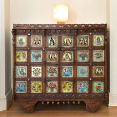 Early 1900s Back-Painted Dowry Chest from India’s Rajasthan or Gujarat Region